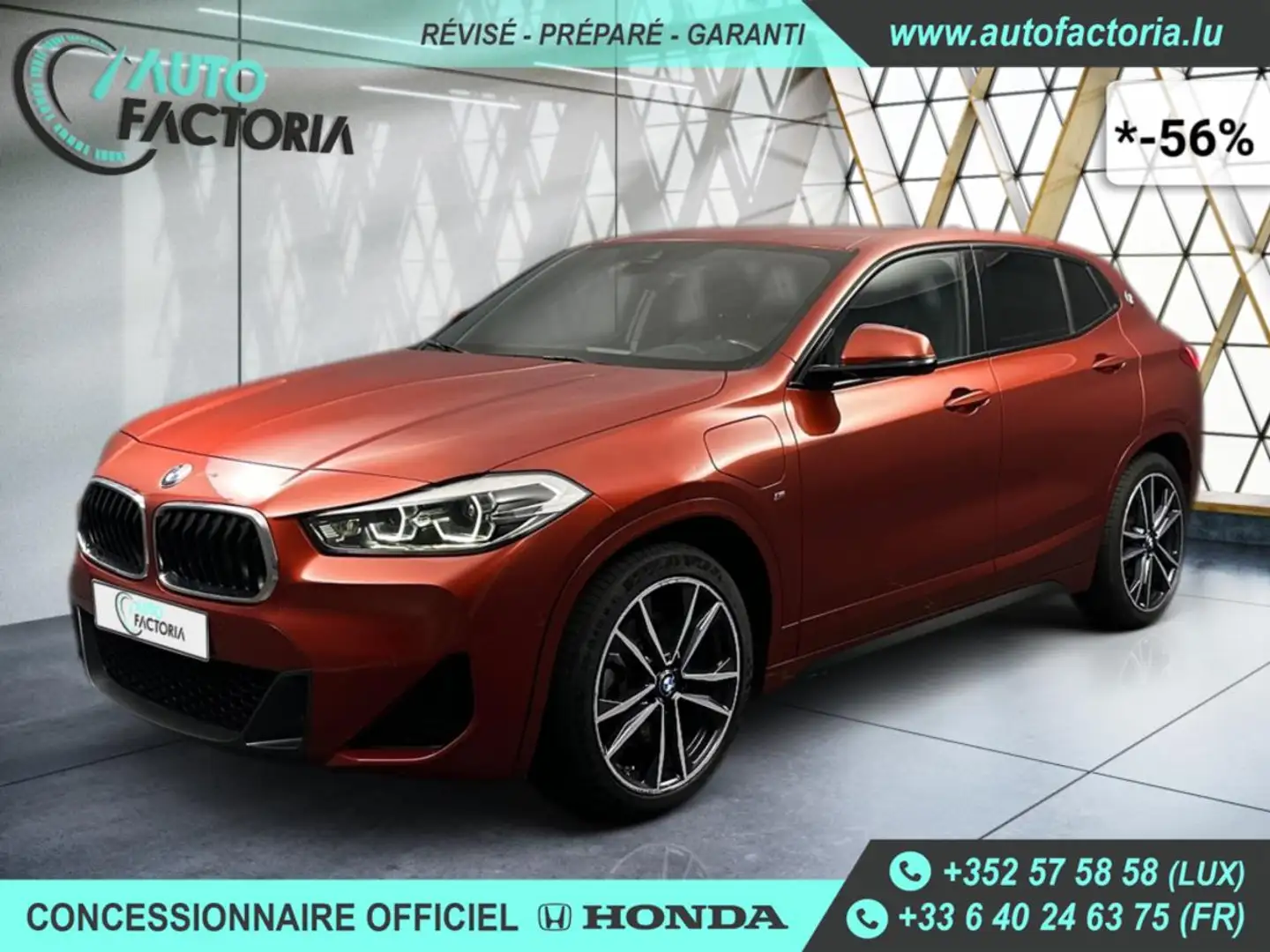 BMW X2 -56% 25E HYB 220cv BVA 4x4 M SPORT +GPS+CAM+Options Rouge - 1