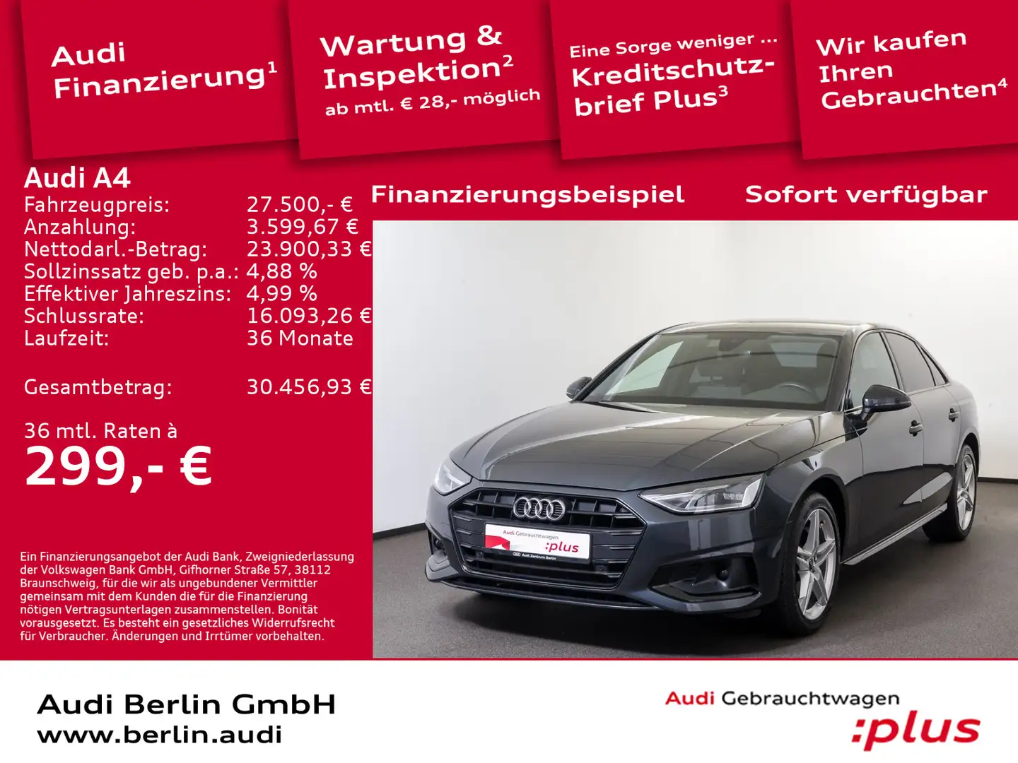 Audi A4 40 TDI S tr. LED PDC RFK NAVI VIRTUAL SITZHZG Grijs - 1