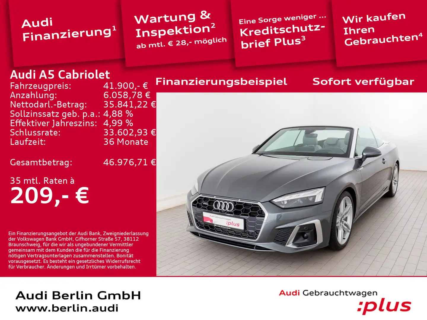 Audi A5 S line 45 TFSI qu.S tr. MATRIX 360° Gris - 1