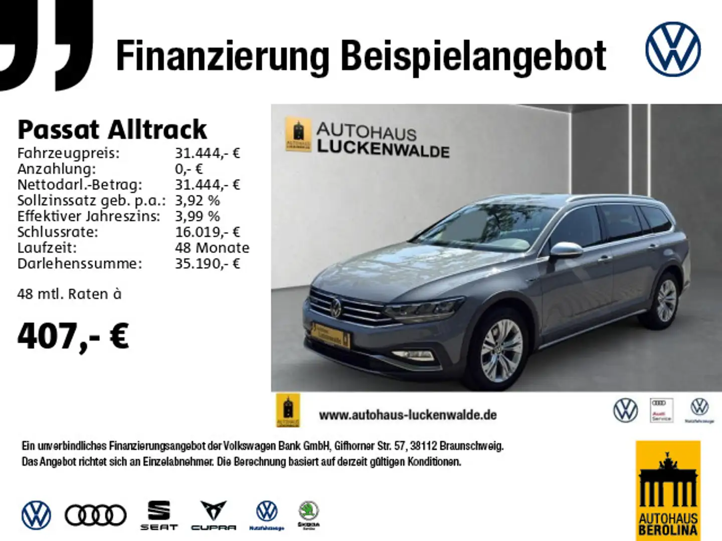 Volkswagen Passat Alltrack 2.0 TDI 4M DSG *NAV*R-CAM*SHZ* Grigio - 1