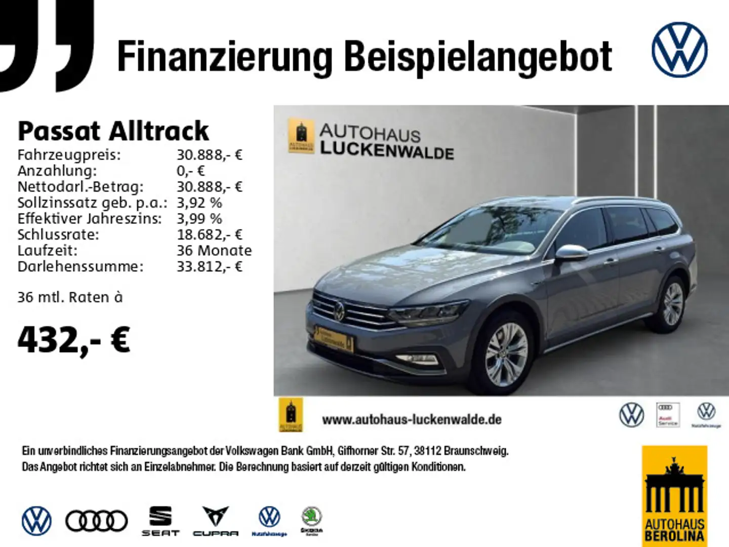 Volkswagen Passat Alltrack 2.0 TDI 4M DSG *NAV*R-CAM*SHZ* Grau - 1