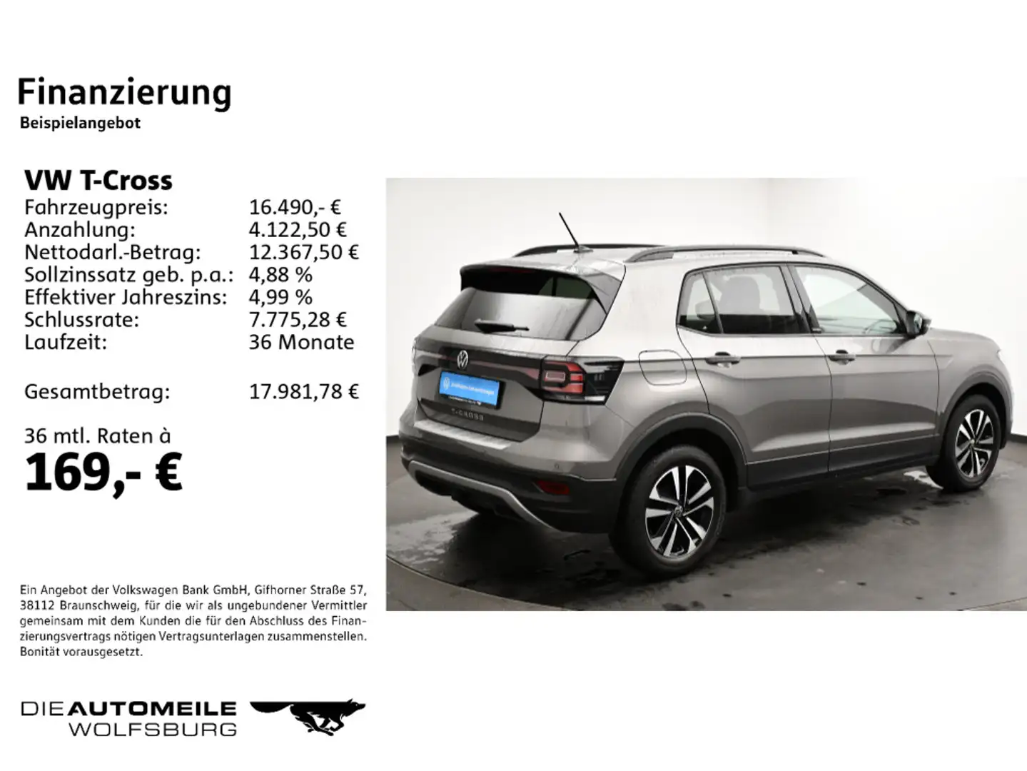 Volkswagen T-Cross 1.0 TSI United Einparkhi/App-Connect/AHK Grau - 2
