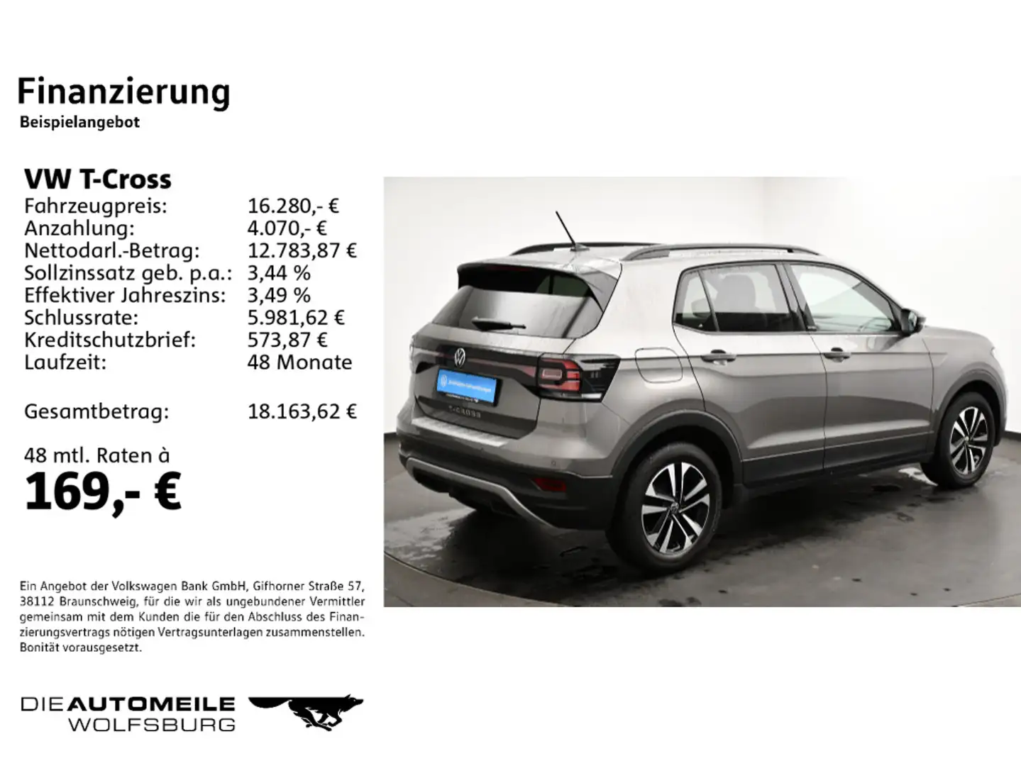 Volkswagen T-Cross 1.0 TSI United Einparkhi/App-Connect/AHK Grau - 2