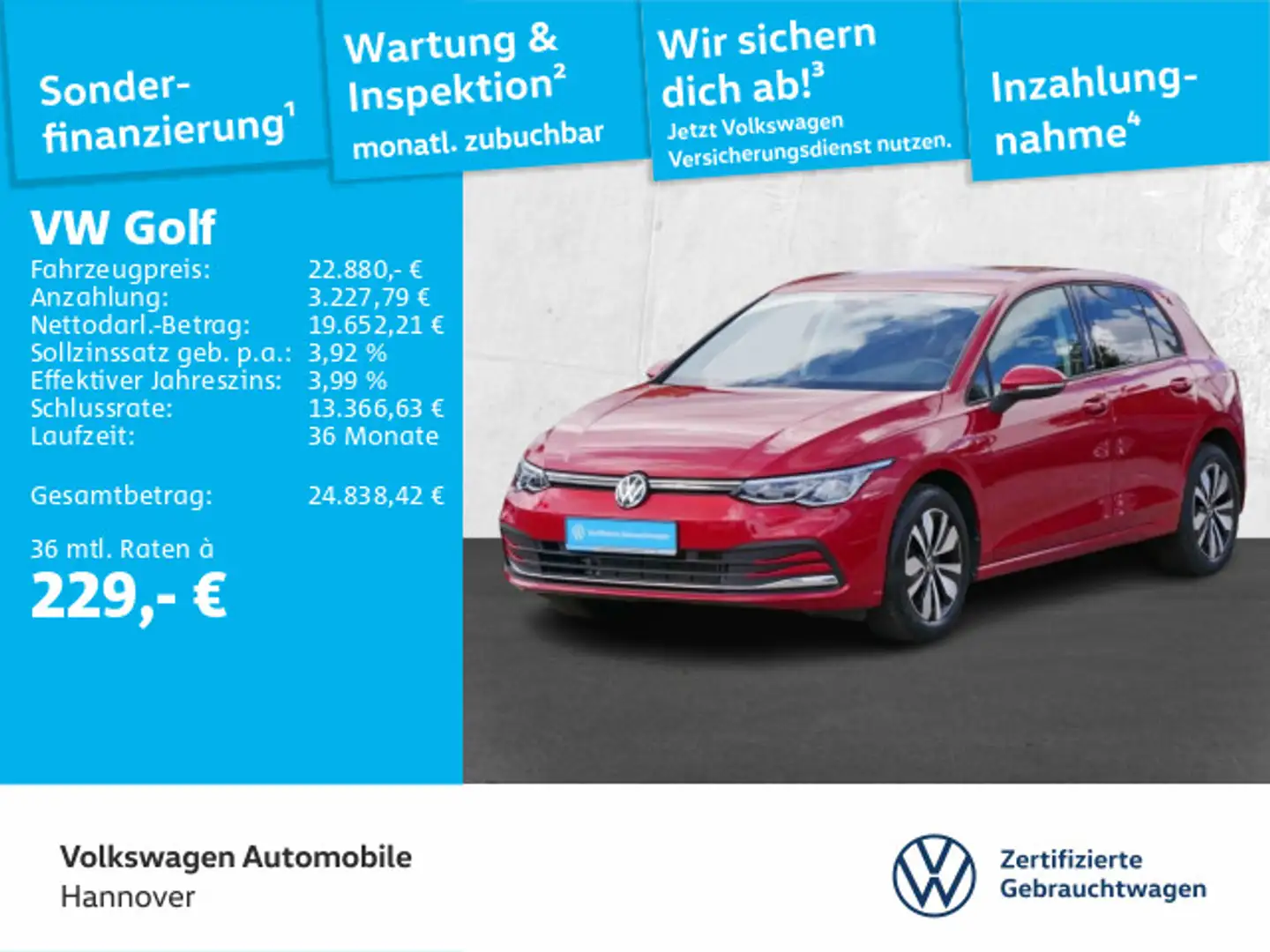 Volkswagen Golf VIII 1.0 TSI Move Navi Led DigCockpit ACC P Rot - 1