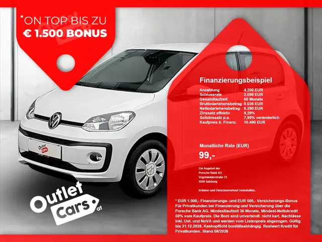 Volkswagen up! 1.0 Sitzheizung+SoundSys+Winterp.+Facelift