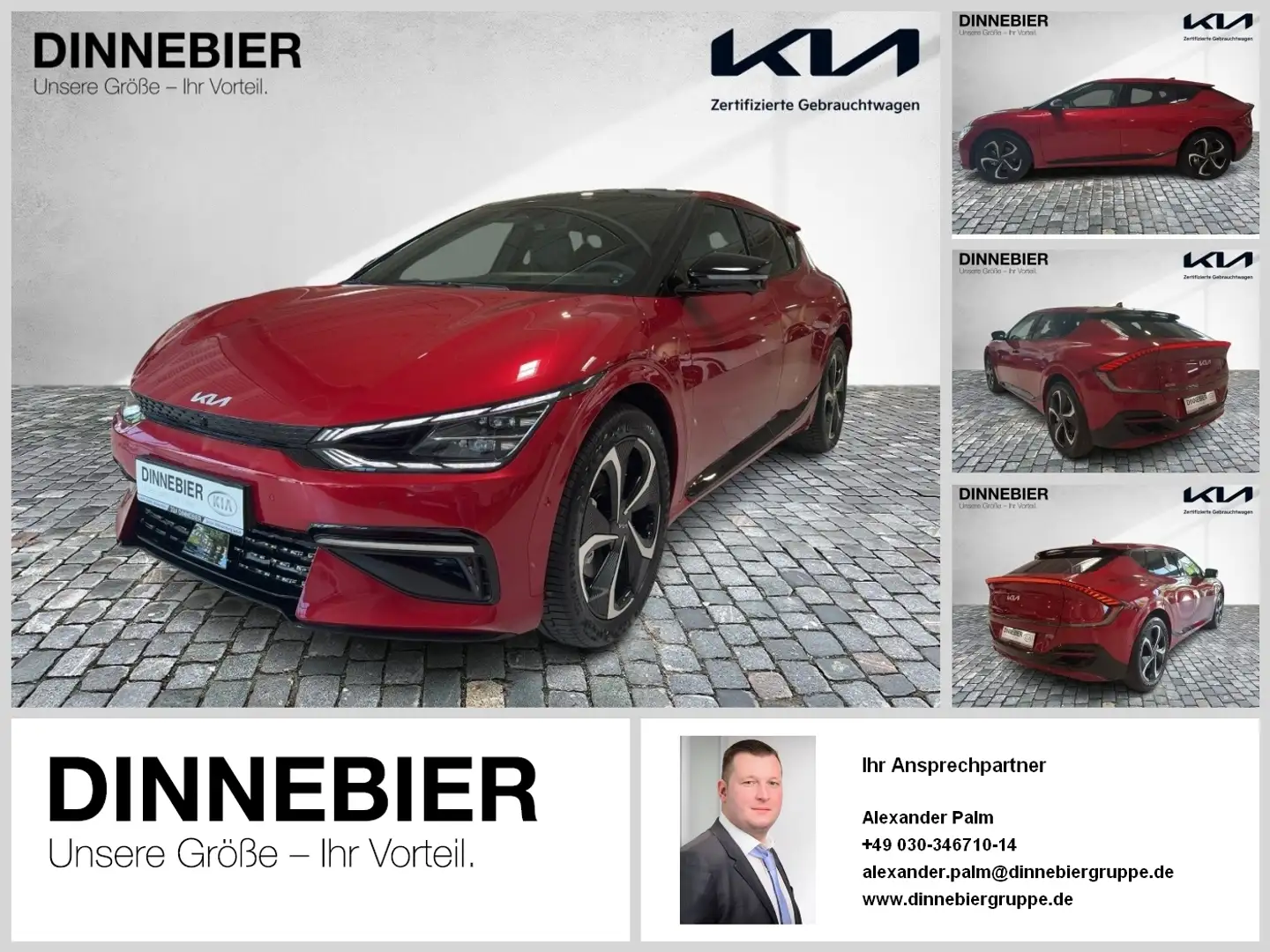 Kia EV6 77.4 AWD GT-LINE WP GD ASS+ SND DES BR HUD 360 Rood - 1