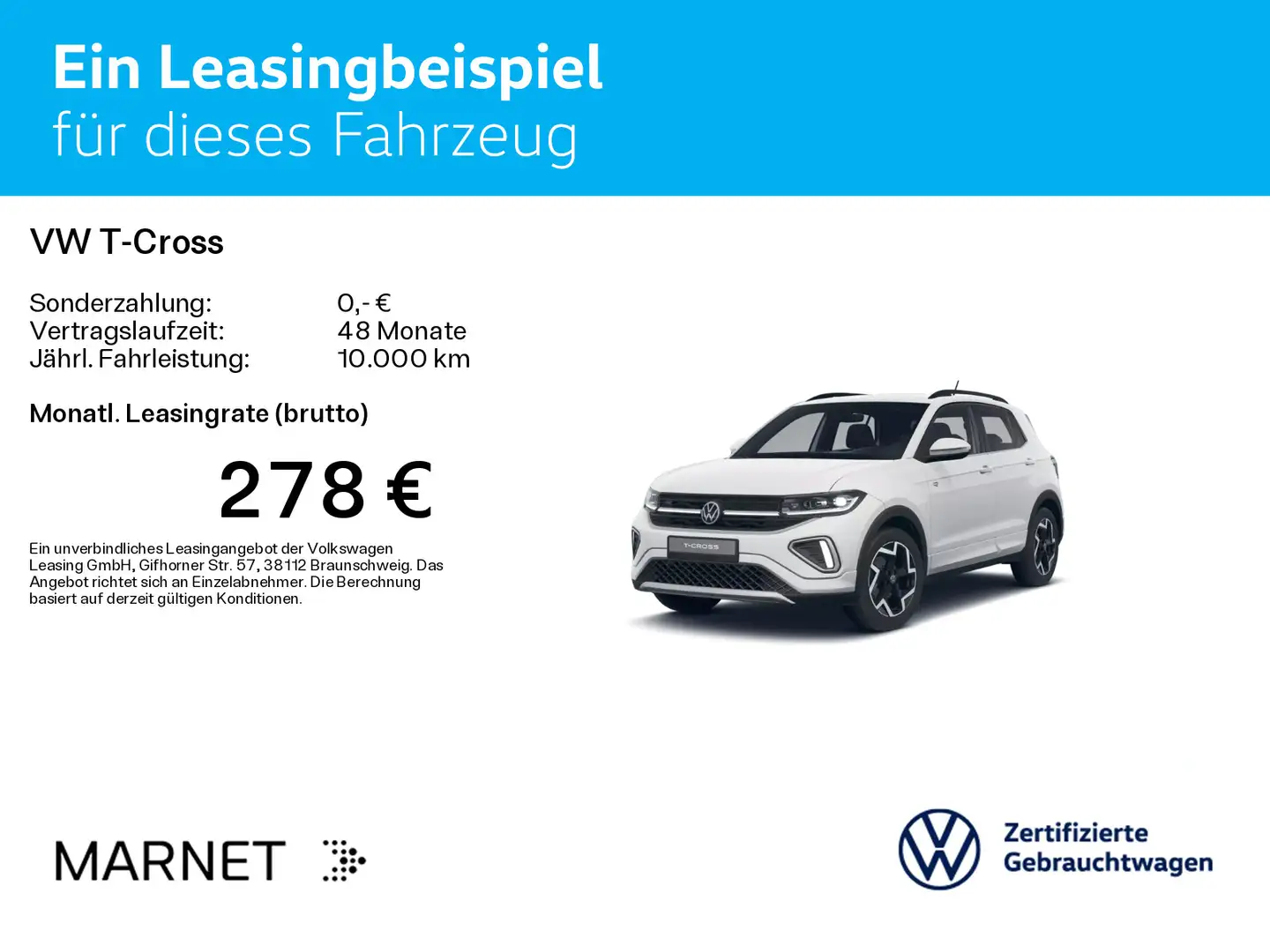 Volkswagen T-Cross 1.0 TSI DSG R-Line* Navi*IQ-Light*IQ-Dr Weiß - 2