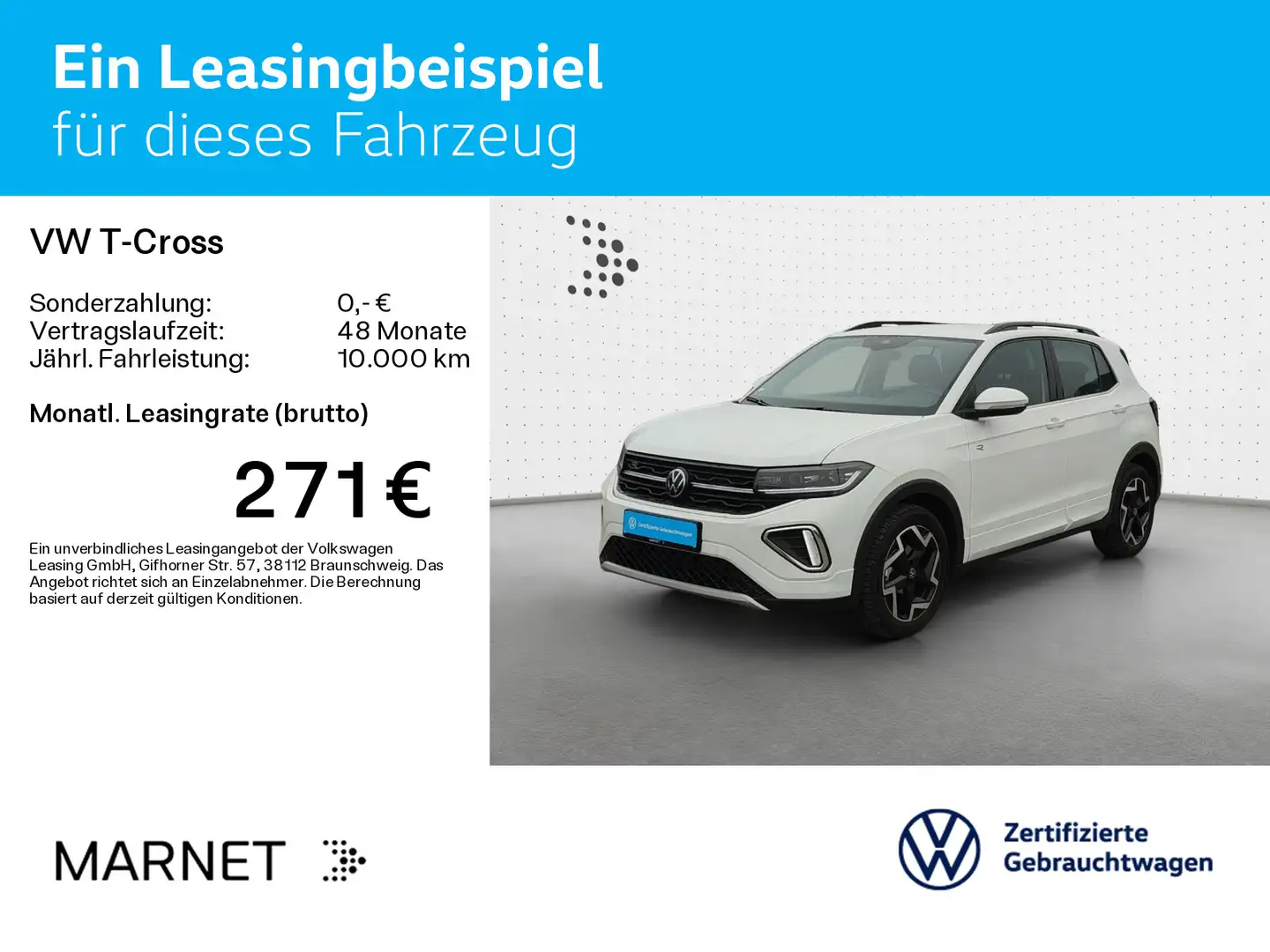Volkswagen T-Cross 1.0 TSI DSG  R-Line* Navi*IQ-Light*IQ-Dr Weiß - 2
