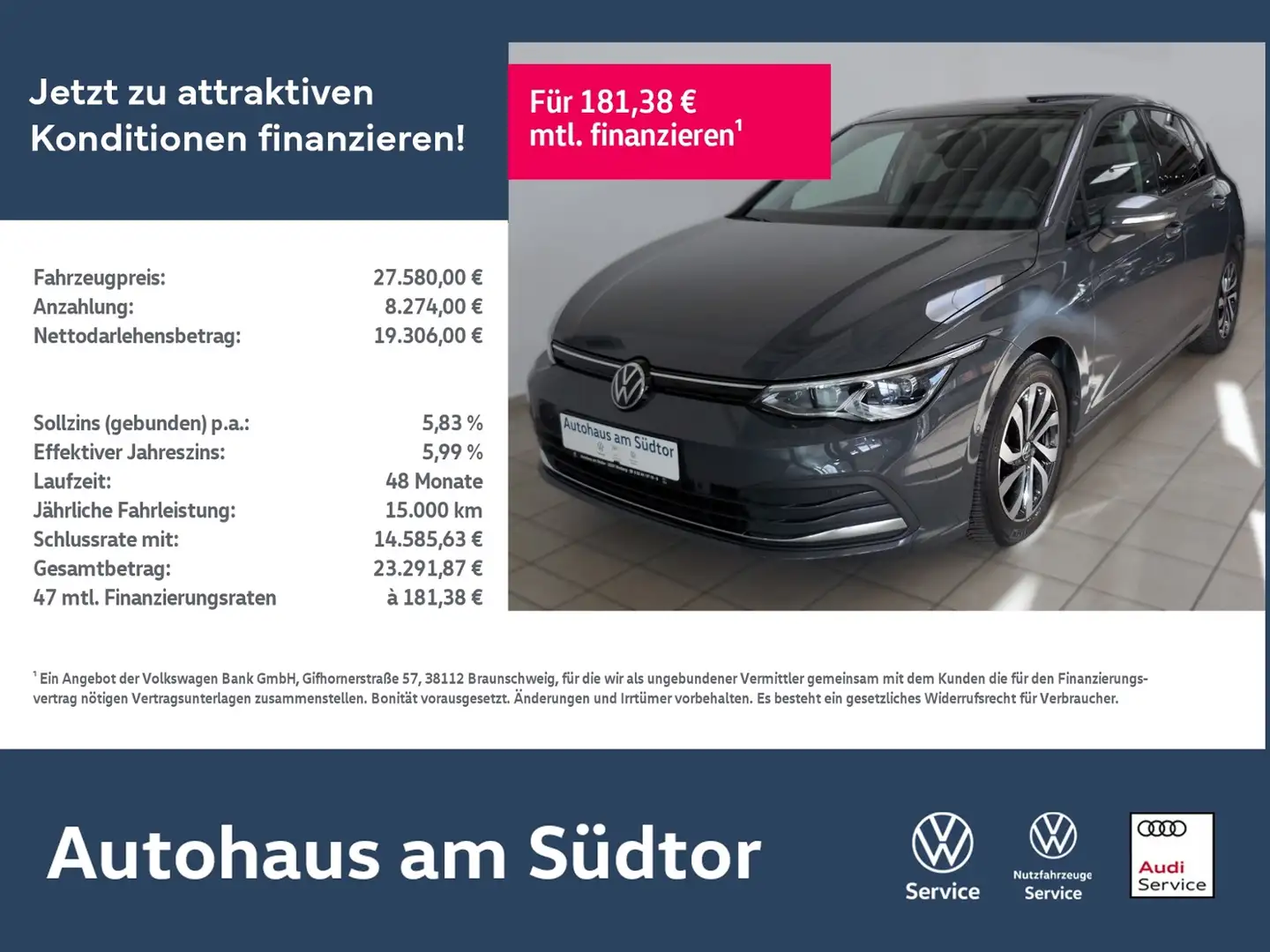 Volkswagen Golf VIII Active 2.0 TDI DSG | LED AHK RFK ACC Grau - 1