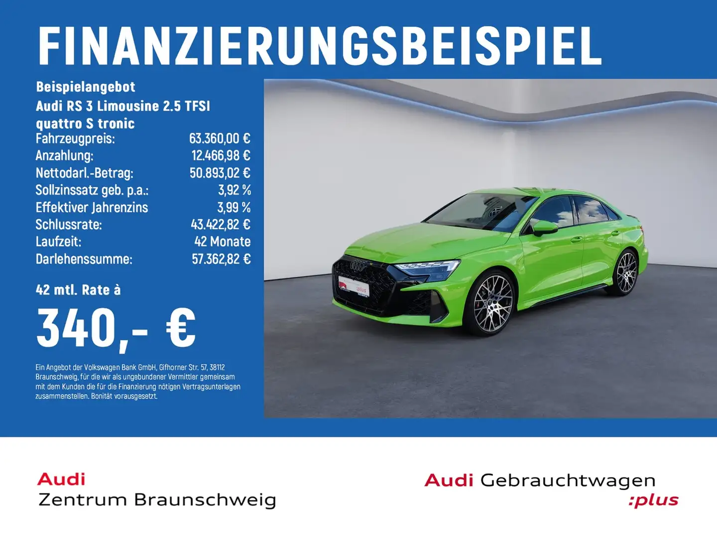 Audi RS3 RS 3 Limousine 2.5 TFSI quattro S tronic MATRIX... Grün - 2