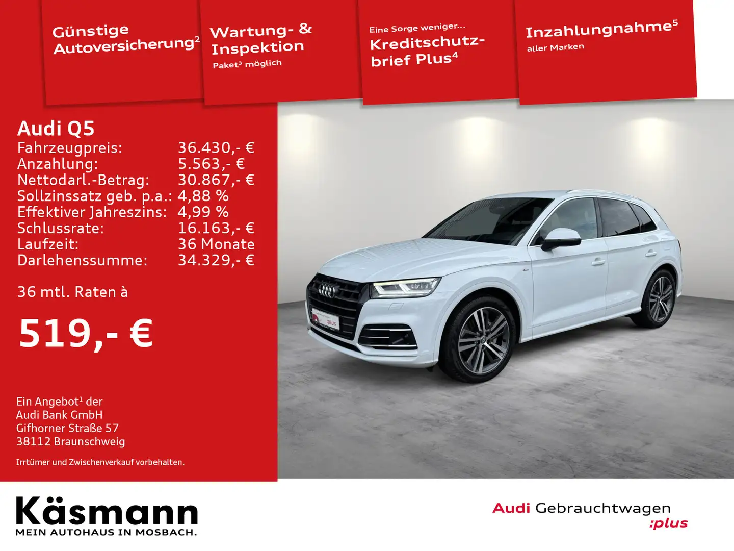 Audi Q5 55TFSIe quattro S line NAV LUFT TOUR KAM VIR Weiß - 1