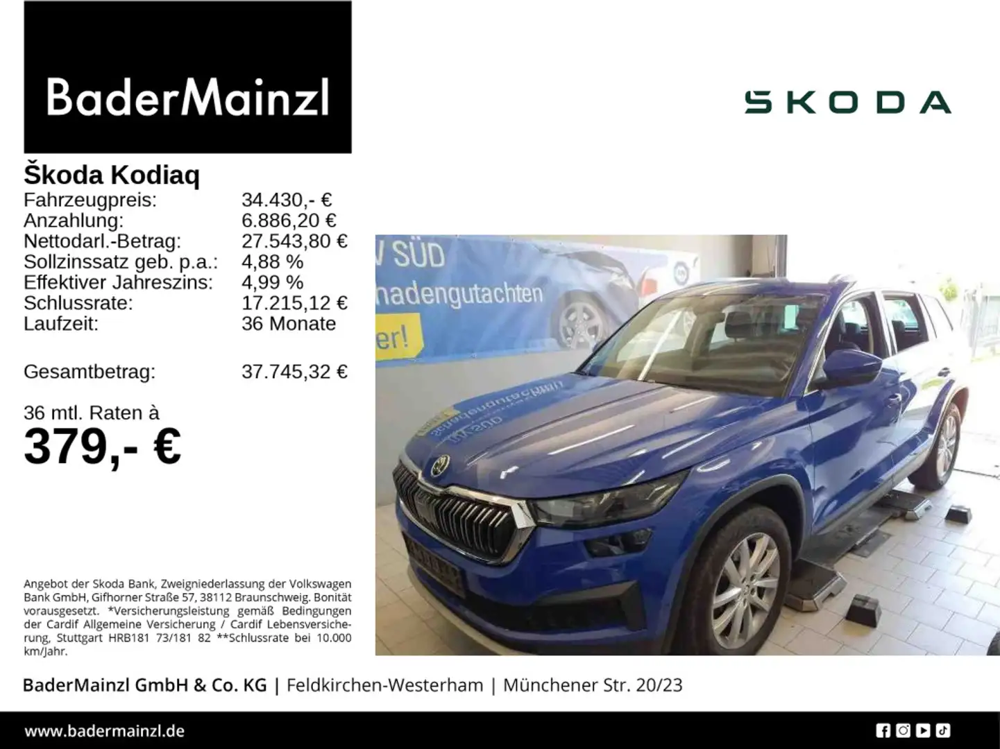 Skoda Kodiaq 2.0 TDI 4x4 DSG Style Matrix Kamera Navi Blau - 1
