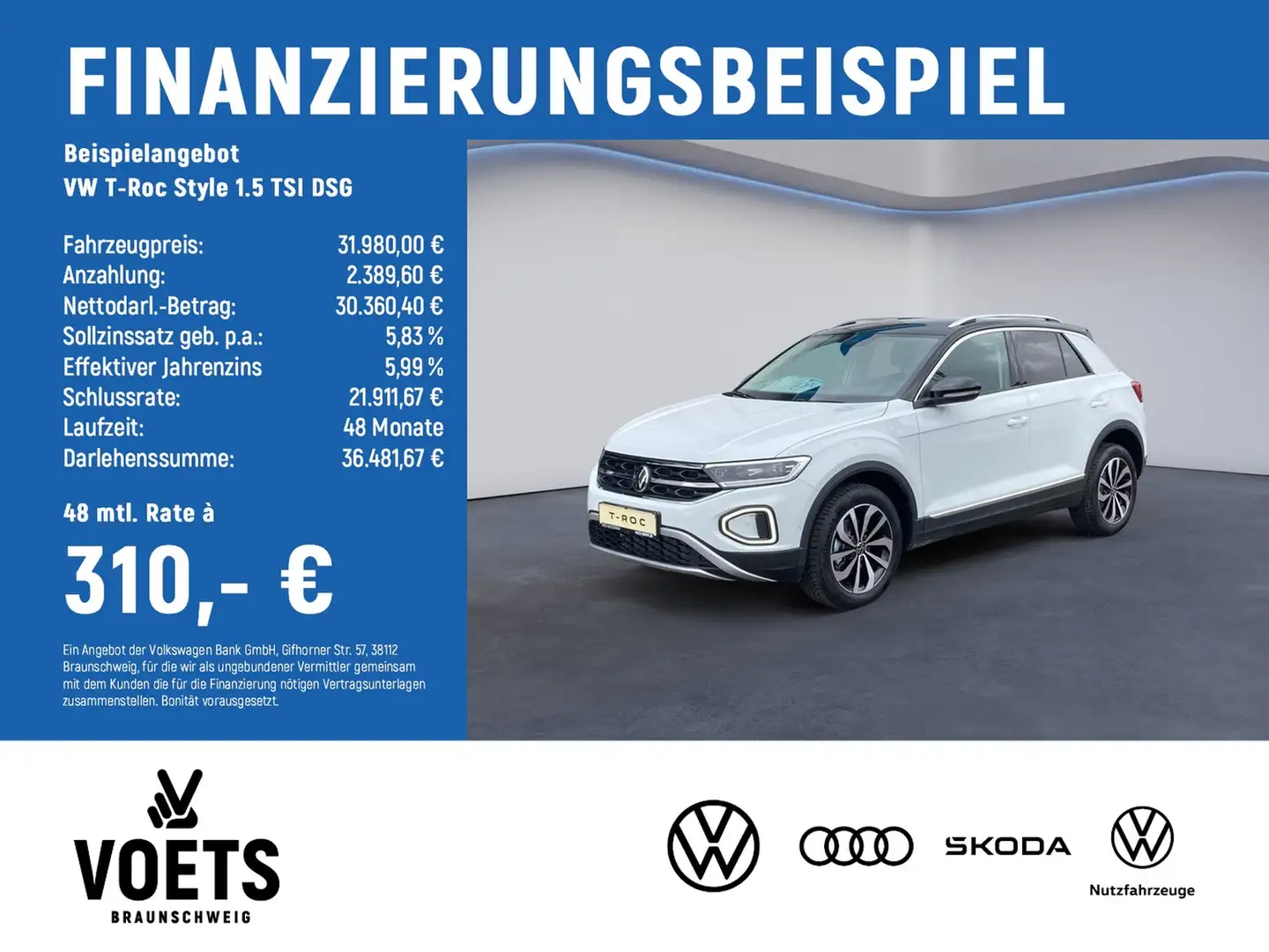 Volkswagen T-Roc Style 1.5 TSI DSG IQ.Drive+Keyless Weiß - 2
