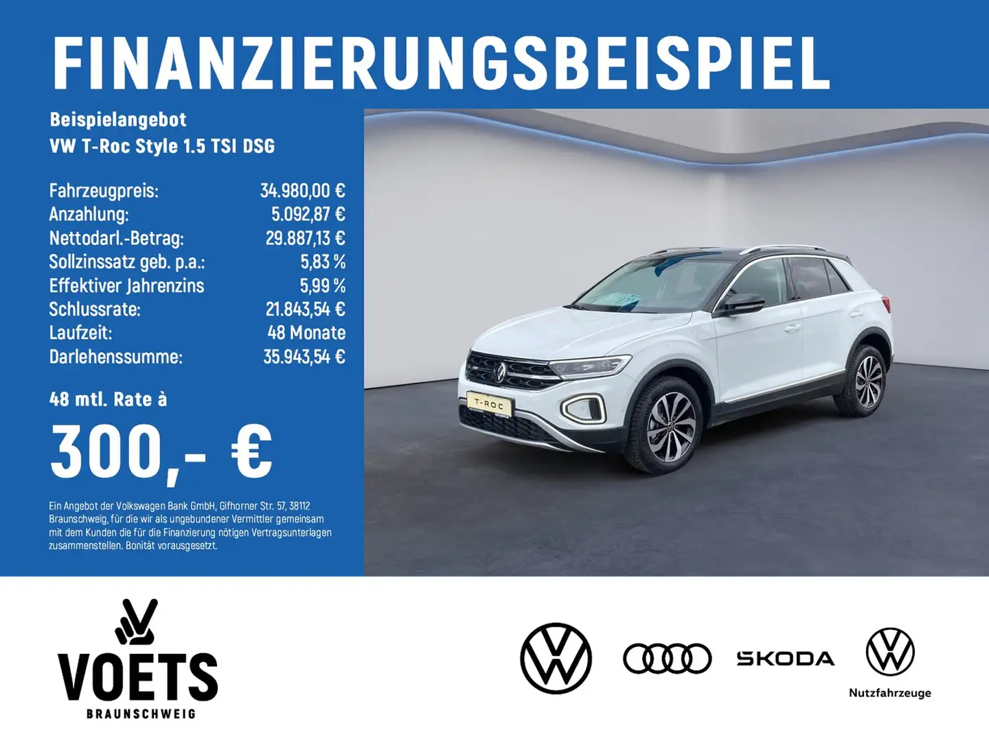 Volkswagen T-Roc Style 1.5 TSI DSG IQ.Drive+Keyless Weiß - 2