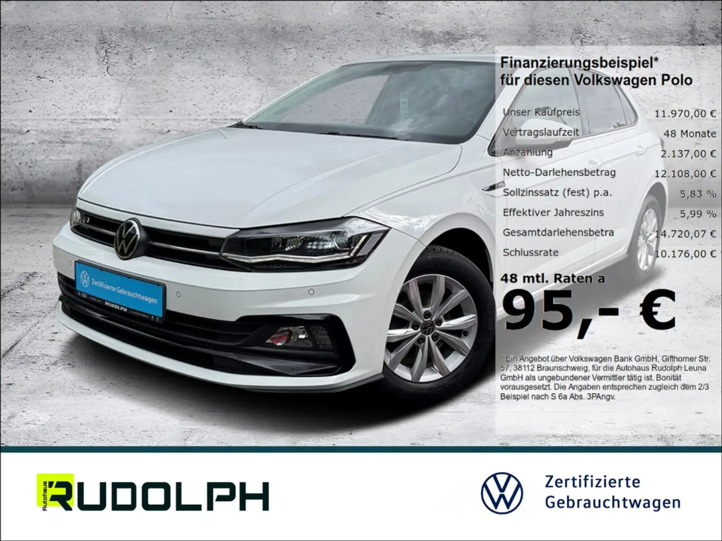 Volkswagen Polo 1.0 TSI Highline 5 Gang LED ACC SHZ PDC Klima Blanc - 1