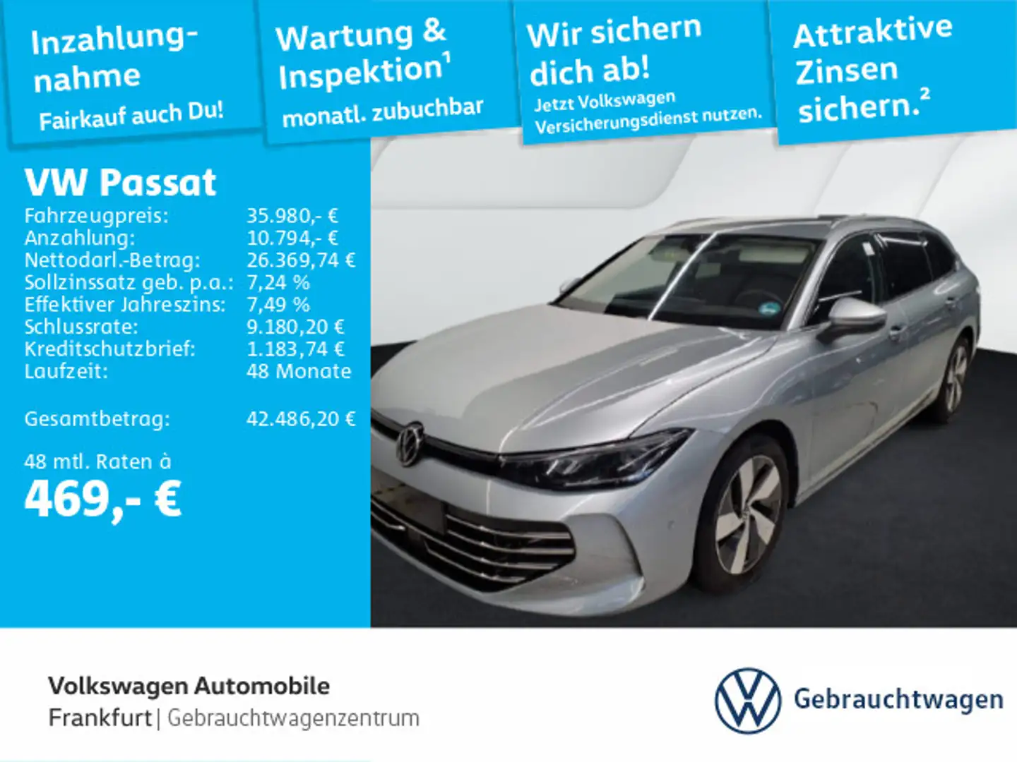 Volkswagen Passat Variant Passat 2.0 TDI DSG Elegance IQ.Light Navi AreaVi Silber - 1