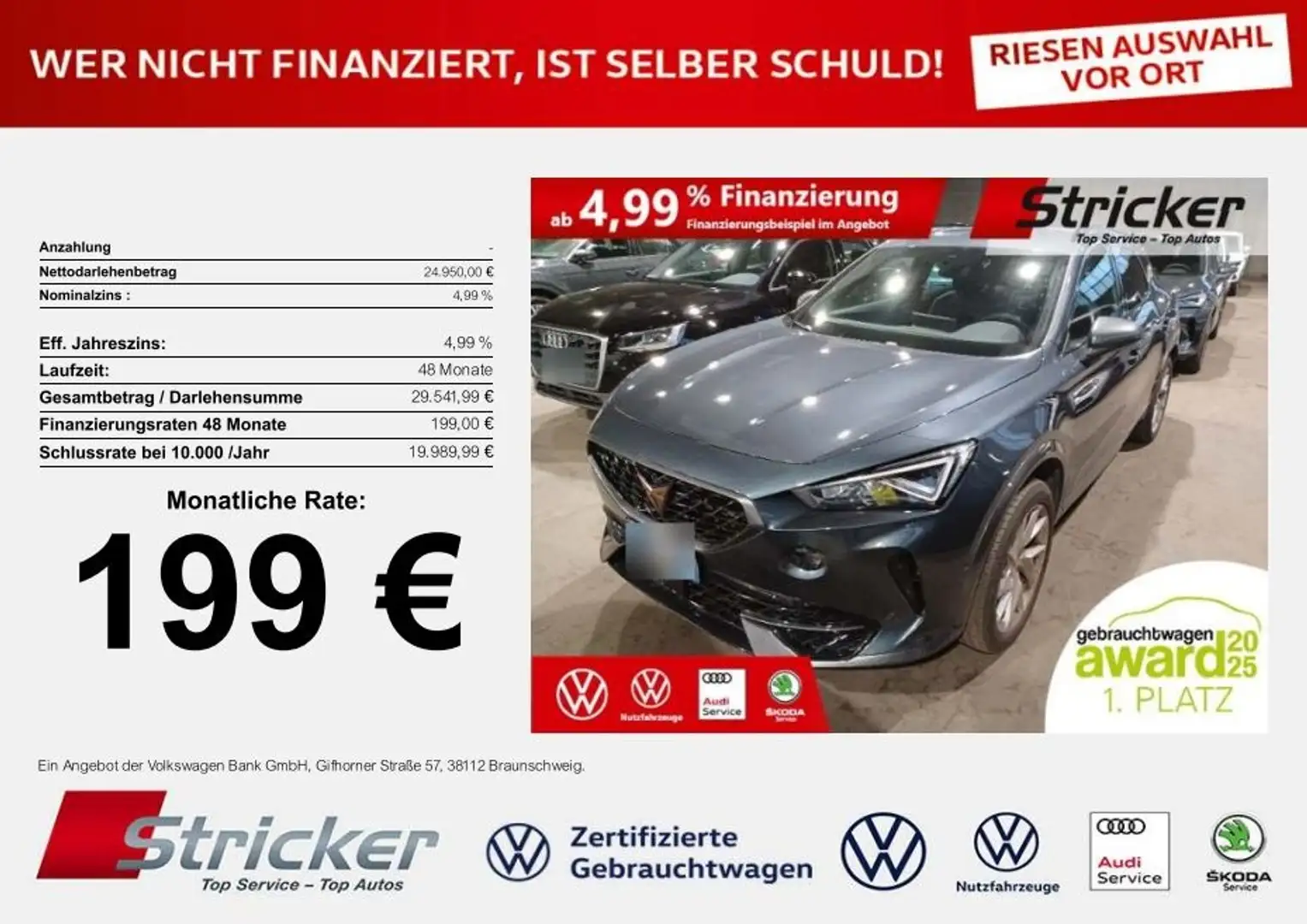 CUPRA Formentor 1.5TSI DSG 199,-ohne Anzahlung Kamera Navi Argintiu - 2