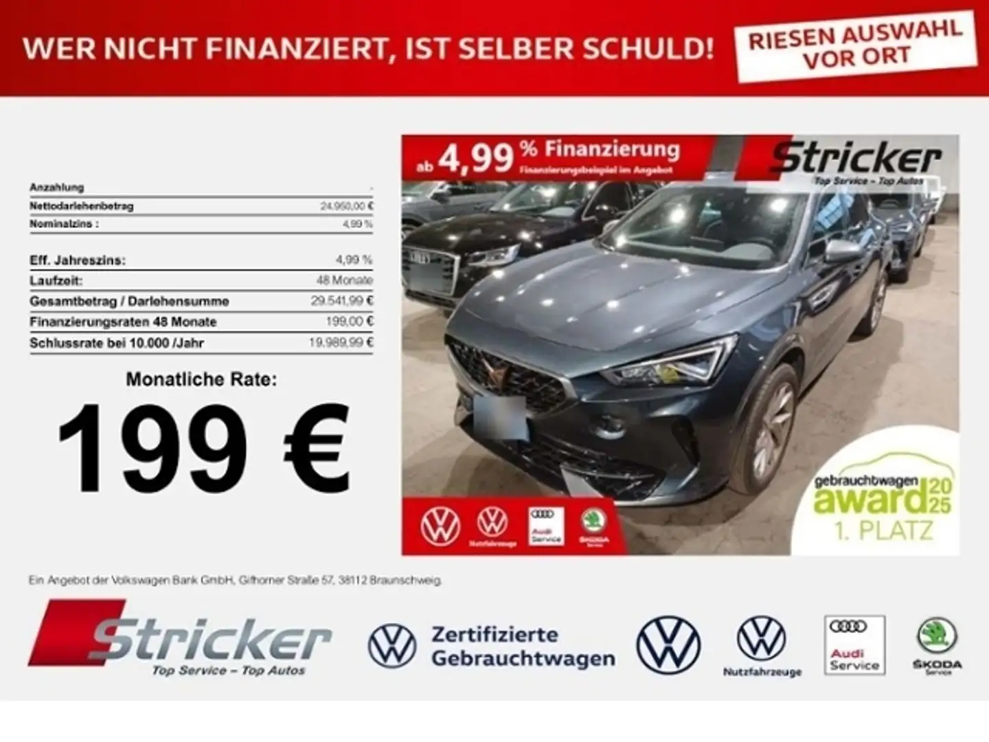 CUPRA Formentor 1.5TSI DSG 199,-ohne Anzahlung Kamera Navi Argintiu - 1