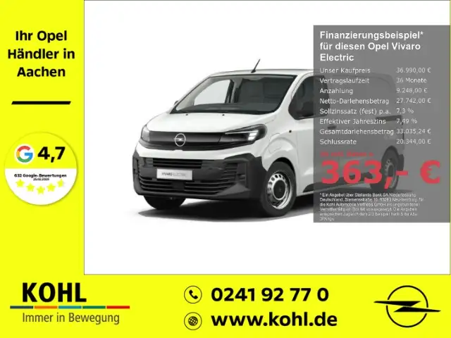Opel Vivaro-e Standard 136PS 75kWh PDC LED Tempomat
