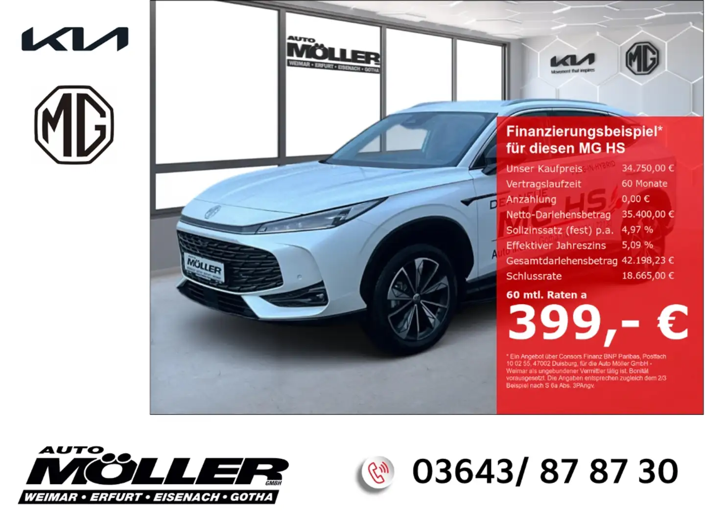 MG HS PHEV LUXURY 360° Kam. LED Klima DAB Leder ACC Wit - 1