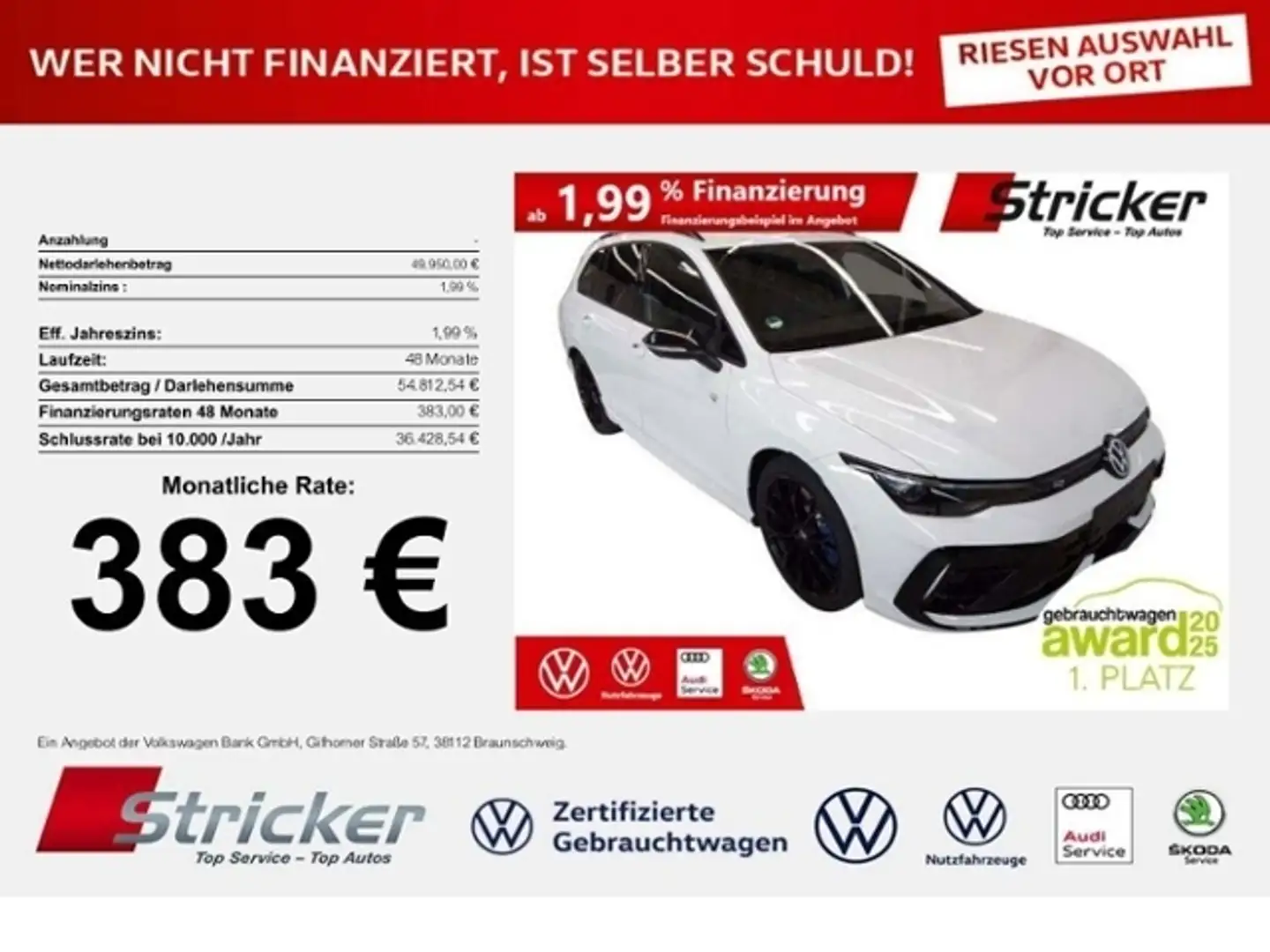 Volkswagen Golf Variant Variant R Black Style 2.0TSI DSG 383,-ohne Anzahl Weiß - 1