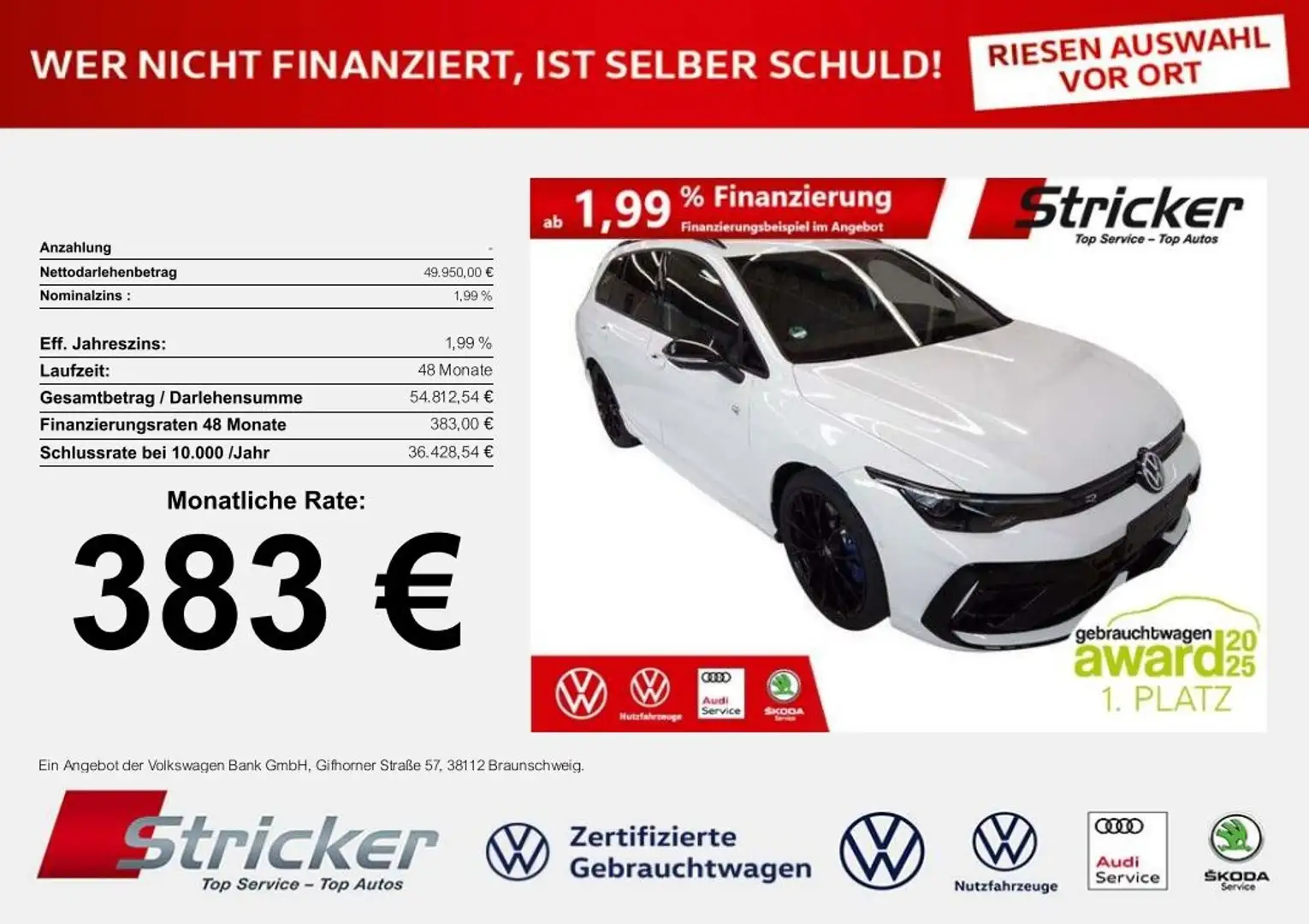 Volkswagen Golf Variant Variant R Black Style 2.0TSI DSG 383,-ohne Anzahl Weiß - 2