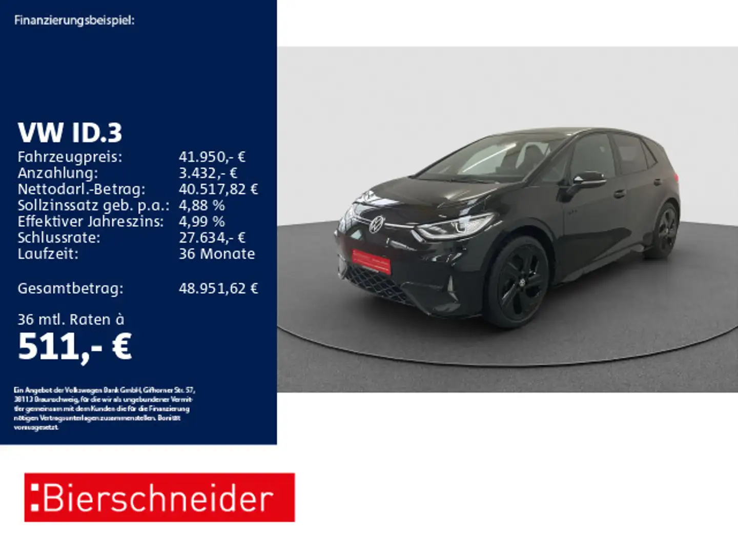 Volkswagen ID.3 GTX AHK ACC PANO MATRIX CAM 20 Schwarz - 1