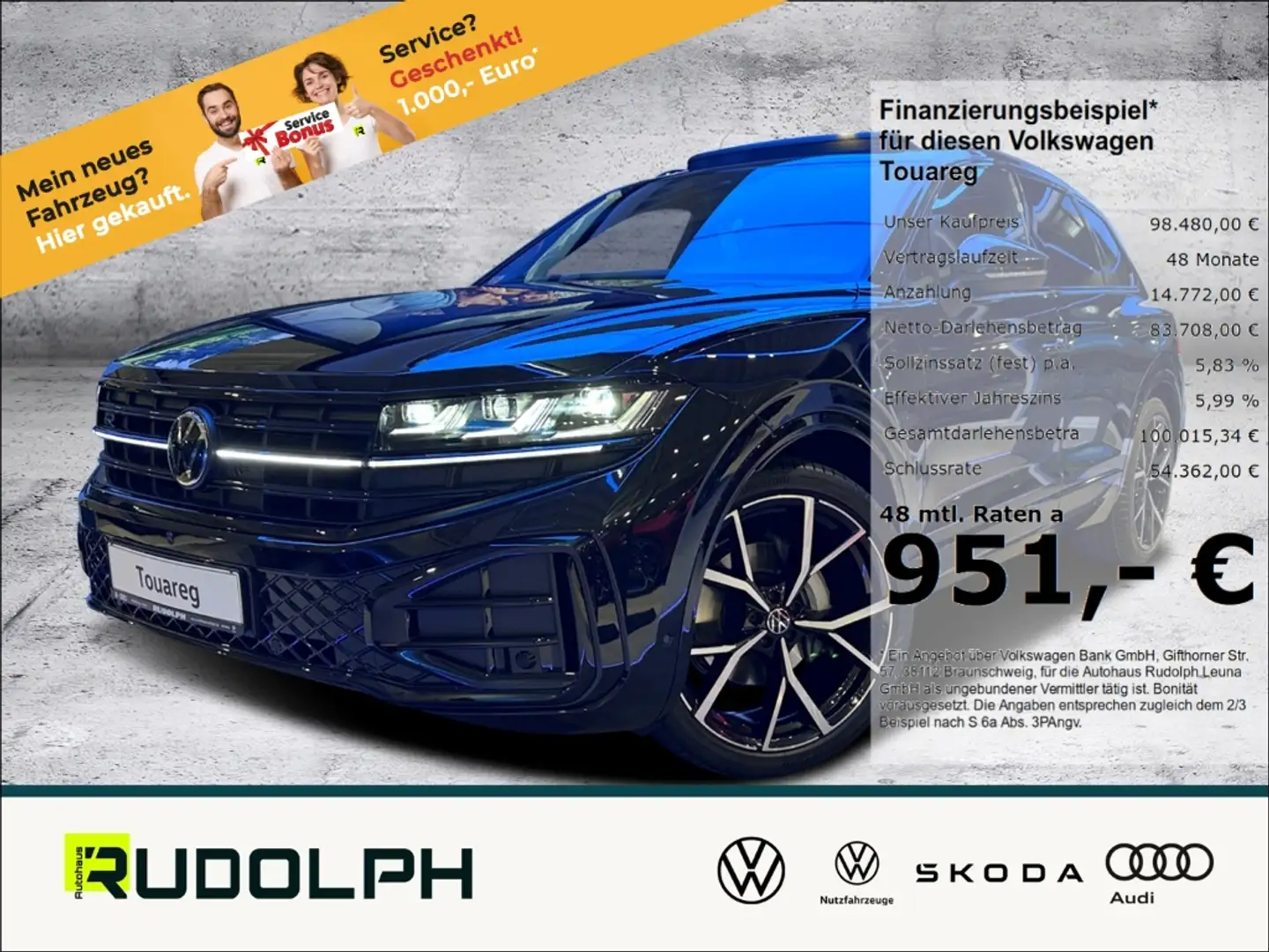 Volkswagen Touareg R-Line 3.0 V6 TDI 4Motion  8-Gang-Automatik LED HU Noir - 1