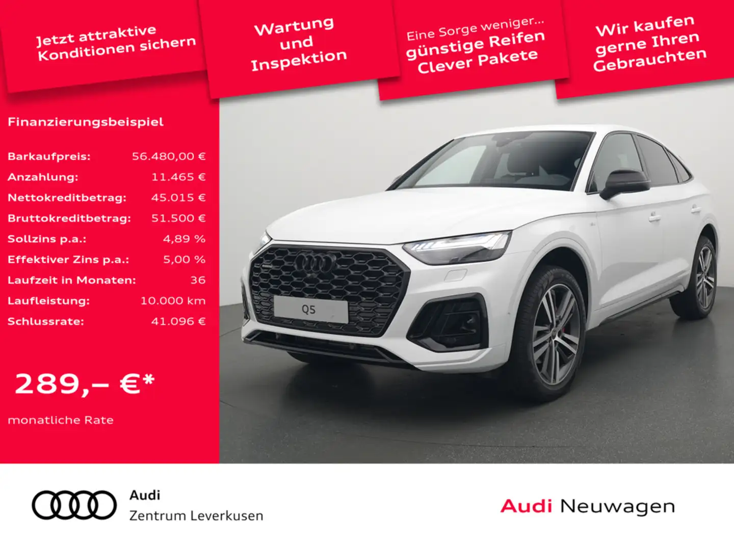 Audi Q5 Sportback quattro S line MATRIX AHK ACC PA Weiß - 1