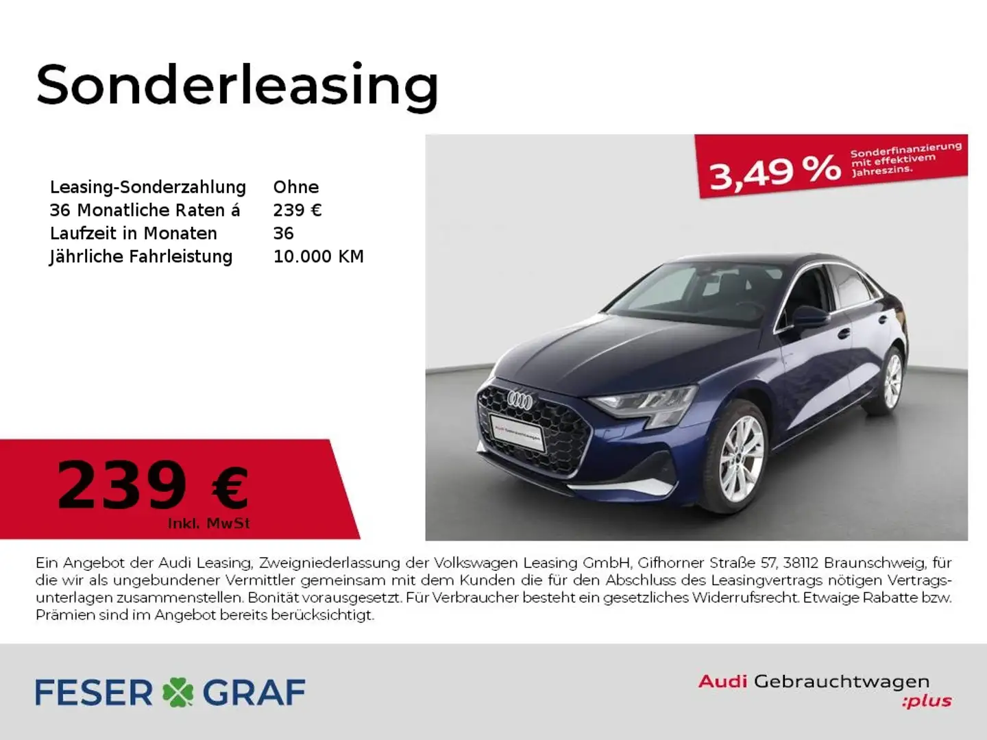 Audi A3 Limousine advanced 30 TFSI S tronic RFK Virtual Blau - 1