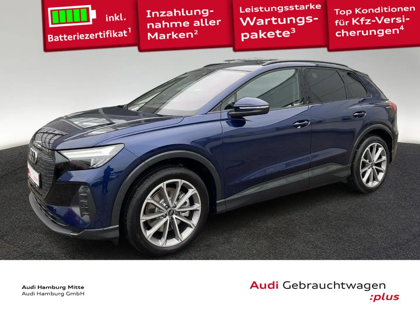Audi Q4 e-tron 45 210 kW AHK Waermepumpe Kamera Blau - 1