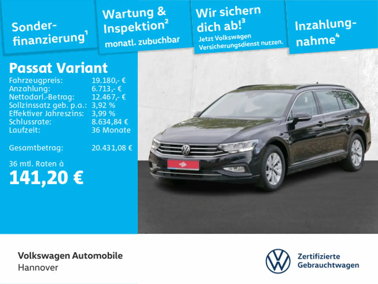 Volkswagen Passat Variant 2.0 TDI DSG Business Navi LED ACC Schwarz - 1