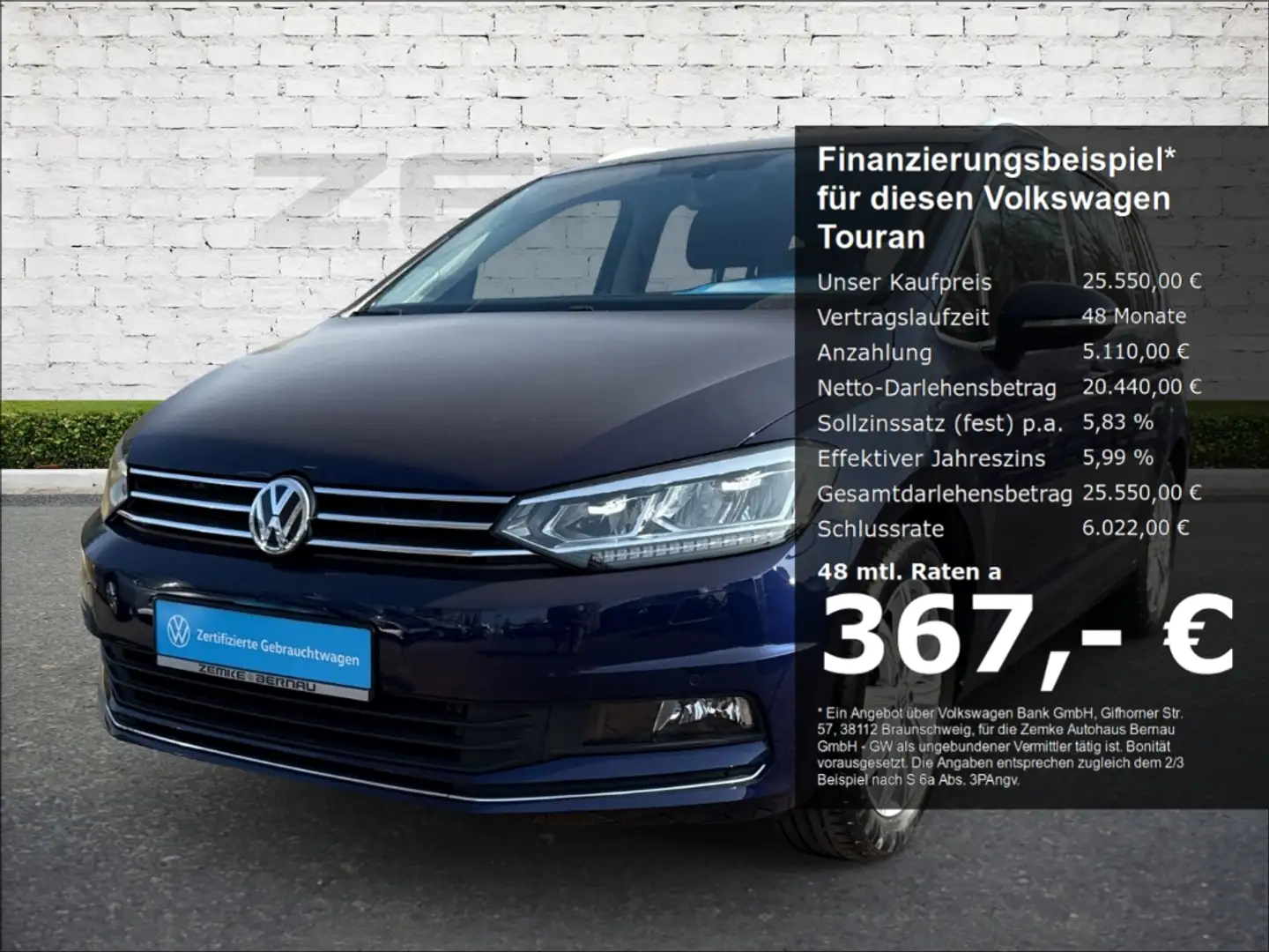 Volkswagen Touran 2.0 TDI DSG Highline Navi Massagesitze LED Sperrdi Kék - 1