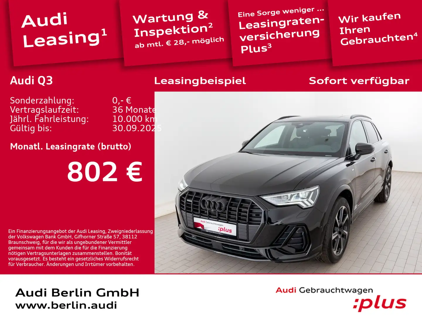 Audi Q3 S line 45 TFSI quattro S tronic Schwarz - 1
