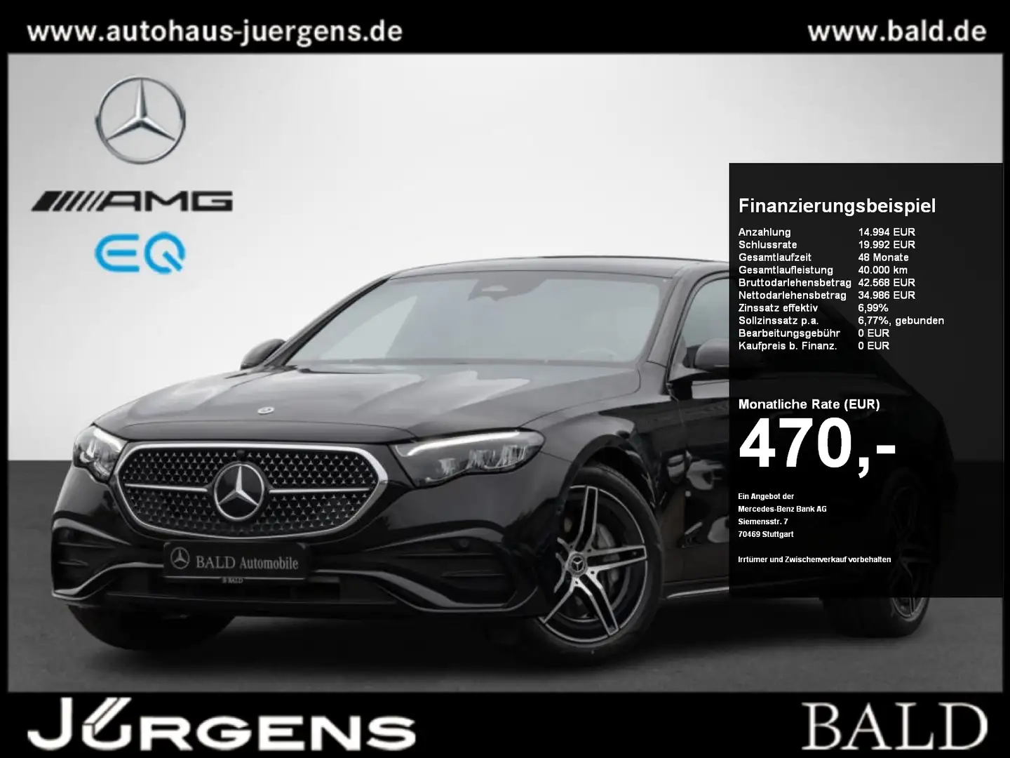 Mercedes-Benz E 220 d AMG-Sport/LED/Cam/Night/Distr/Totw/19' Zwart - 1
