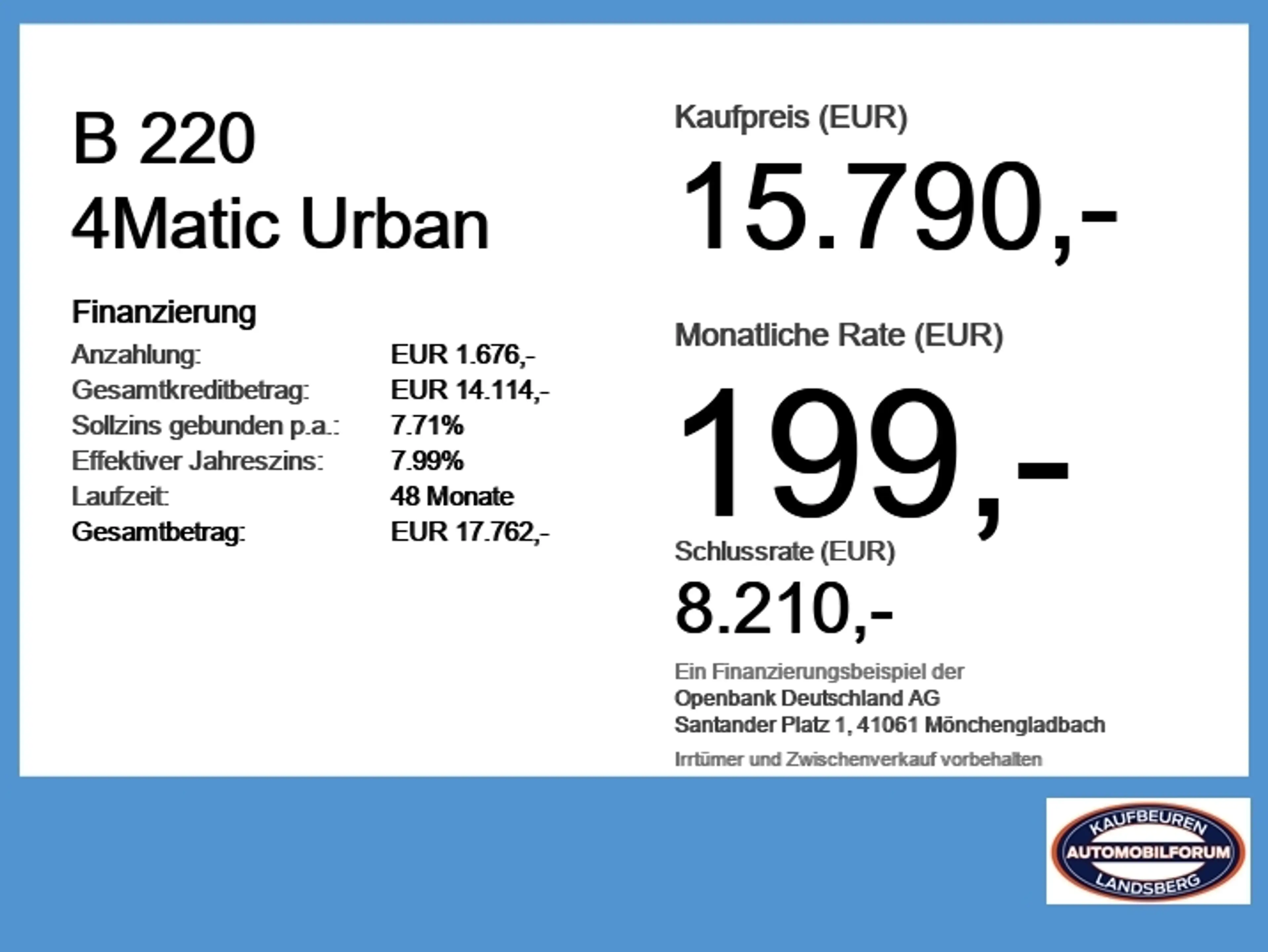 Mercedes-Benz B 220 4Matic Urban AWD LED Navi Pano SHZ Kam. — photo 6