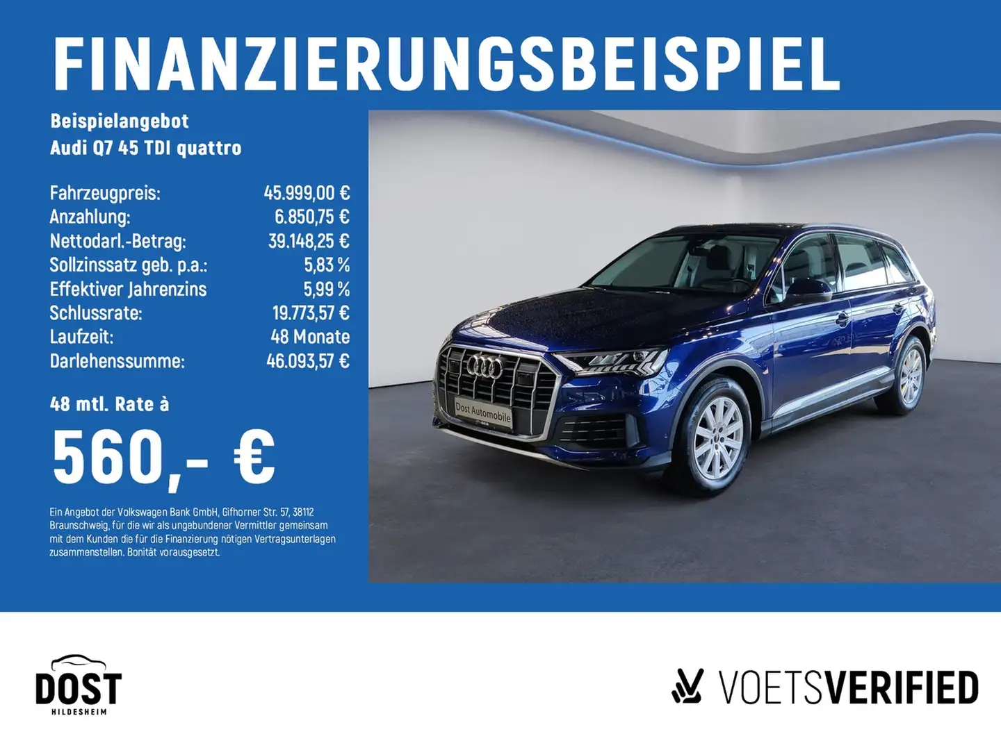 Audi Q7 45 TDI quattro AHK+HuD+LUFTFAHRWERK+MATRIX LED Blue - 2