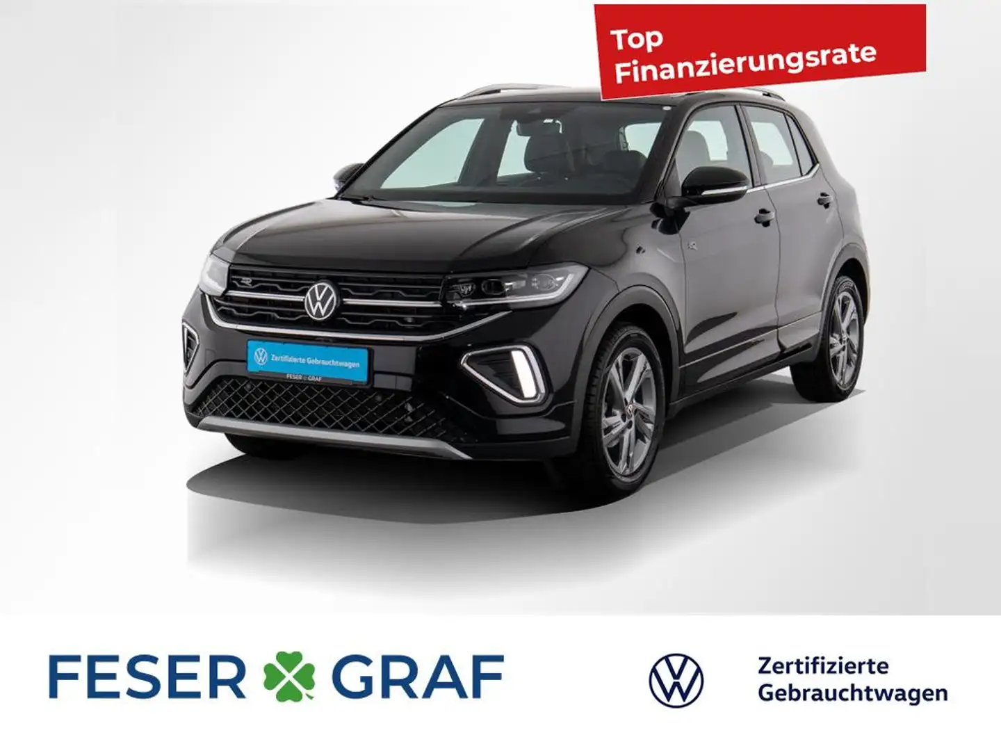 Volkswagen T-Cross 1.0 TSI R-Line DSG IQ-Light / RearView Schwarz - 1