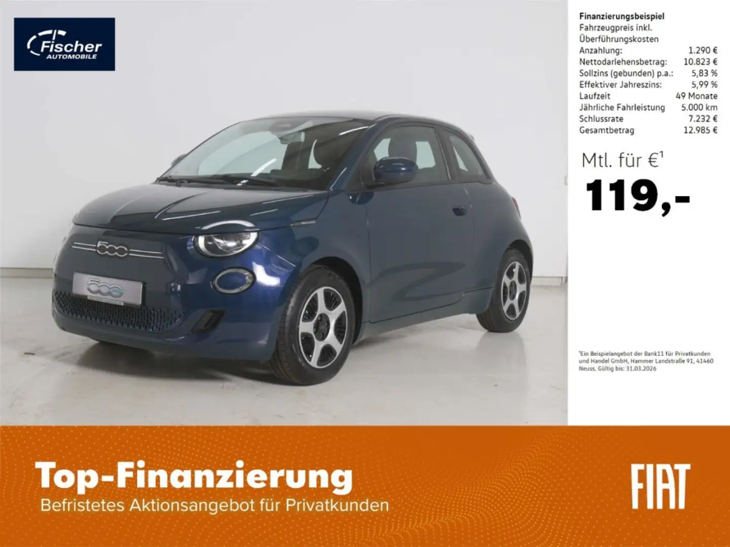 Fiat 500e Elektro Action 23,8 Kwh Keyless/DAB+/Link Grün - 1