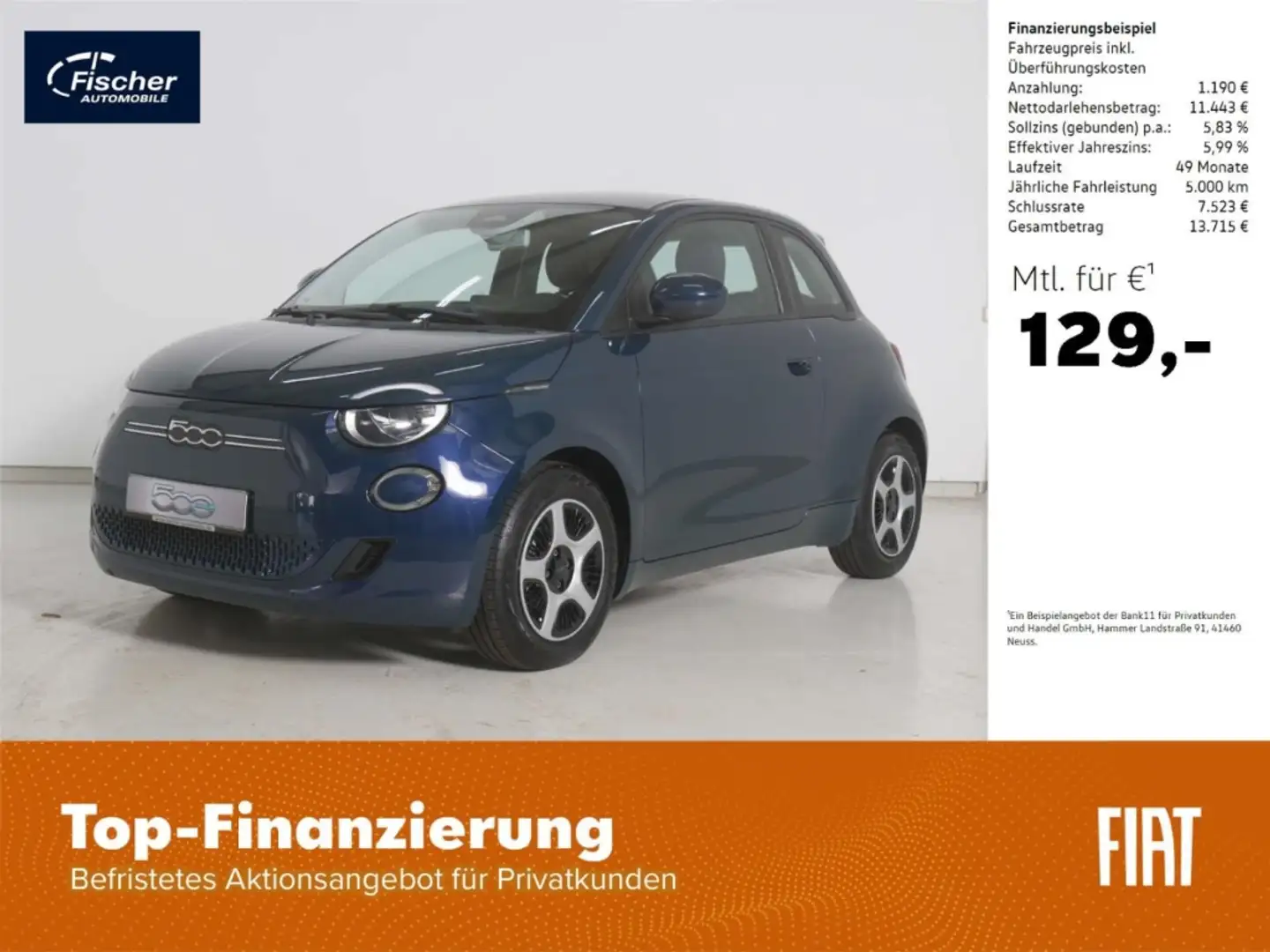 Fiat 500e Elektro Action 23,8 Kwh Keyless/DAB+/Link Grün - 1