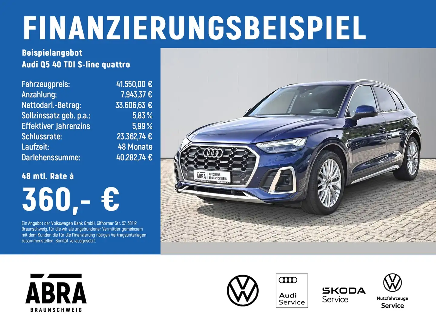 Audi Q5 40 TDI S-line quattro MATRIX+CAM+NAVI+STHZG+ACC... Blau - 2