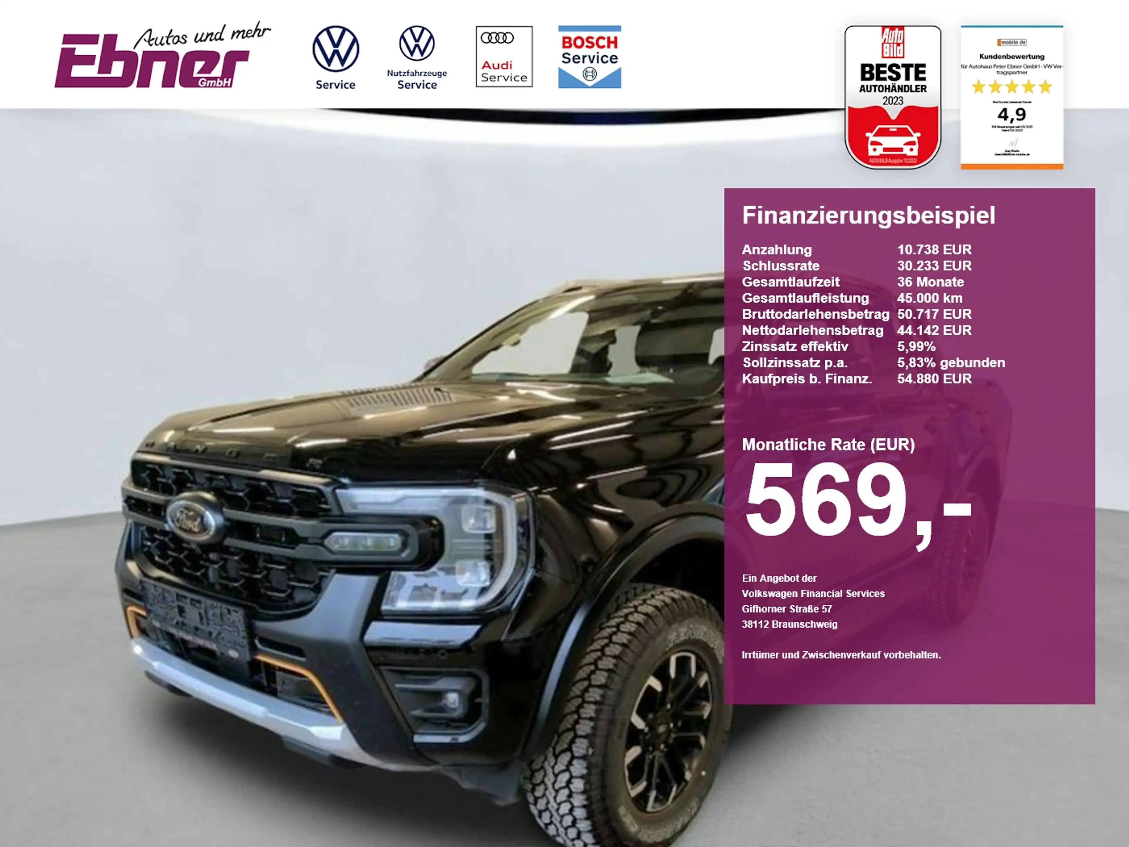 Ford Ranger WILDTRAK X e-4WD DOKA NP:74tEUR! AHK+360GRAD+ACC+L