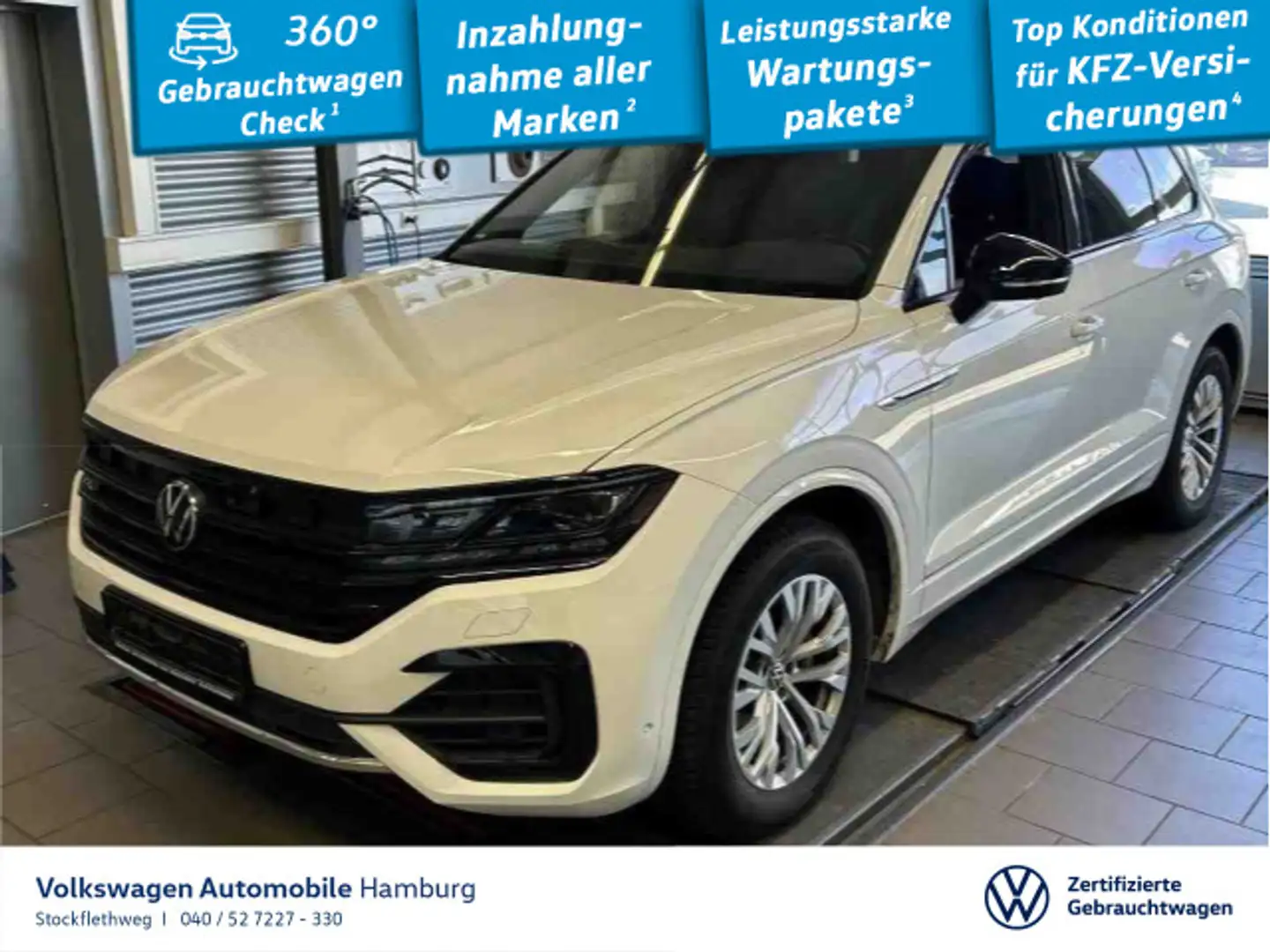 Volkswagen Touareg 3.0 TDI R-Line 4M AHK Stdhzg Pano Luft Weiß - 1