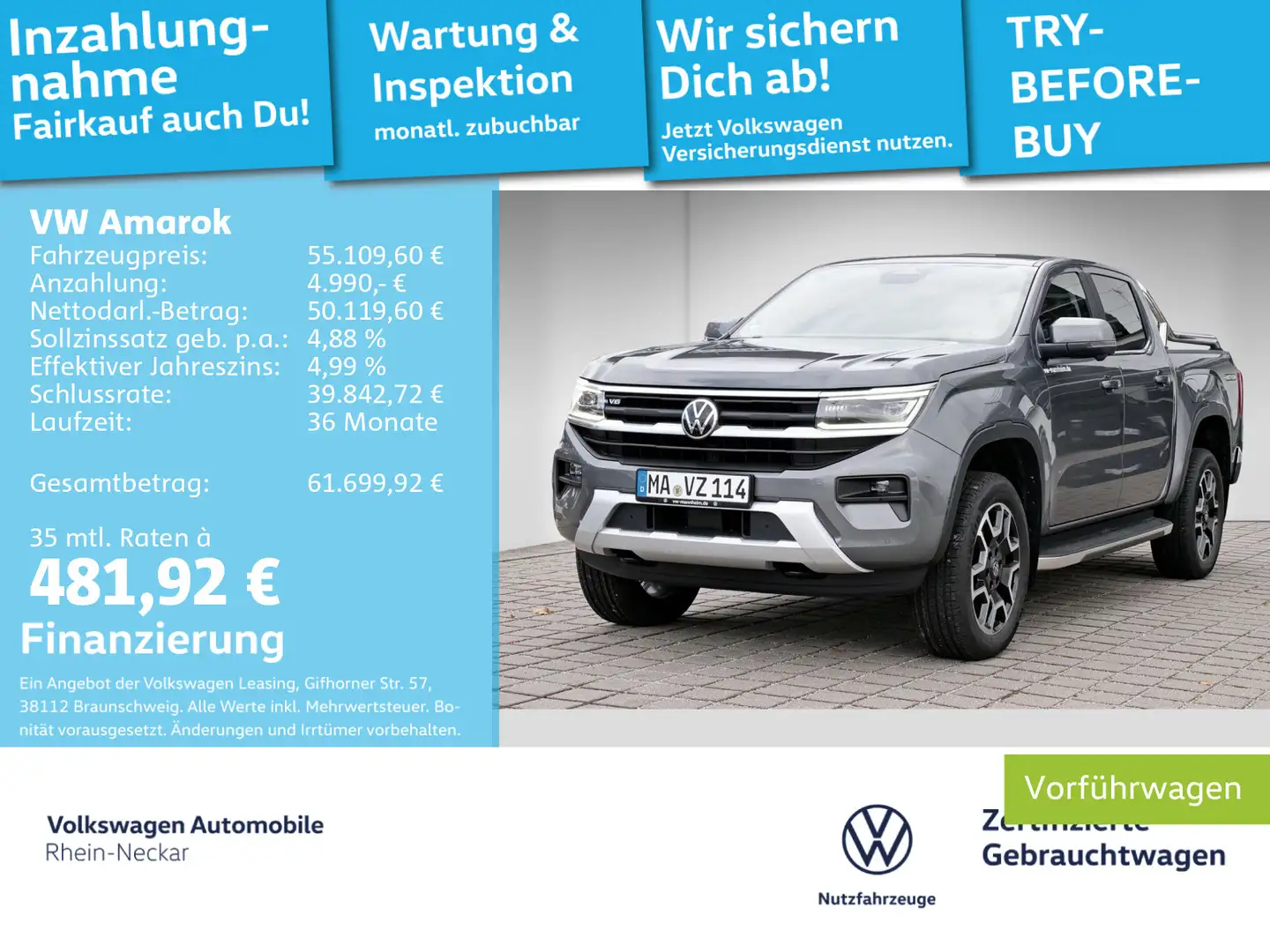 Volkswagen Amarok 3.0 TDI Style 4Motion 10-Gang-Automatik A Grau - 1