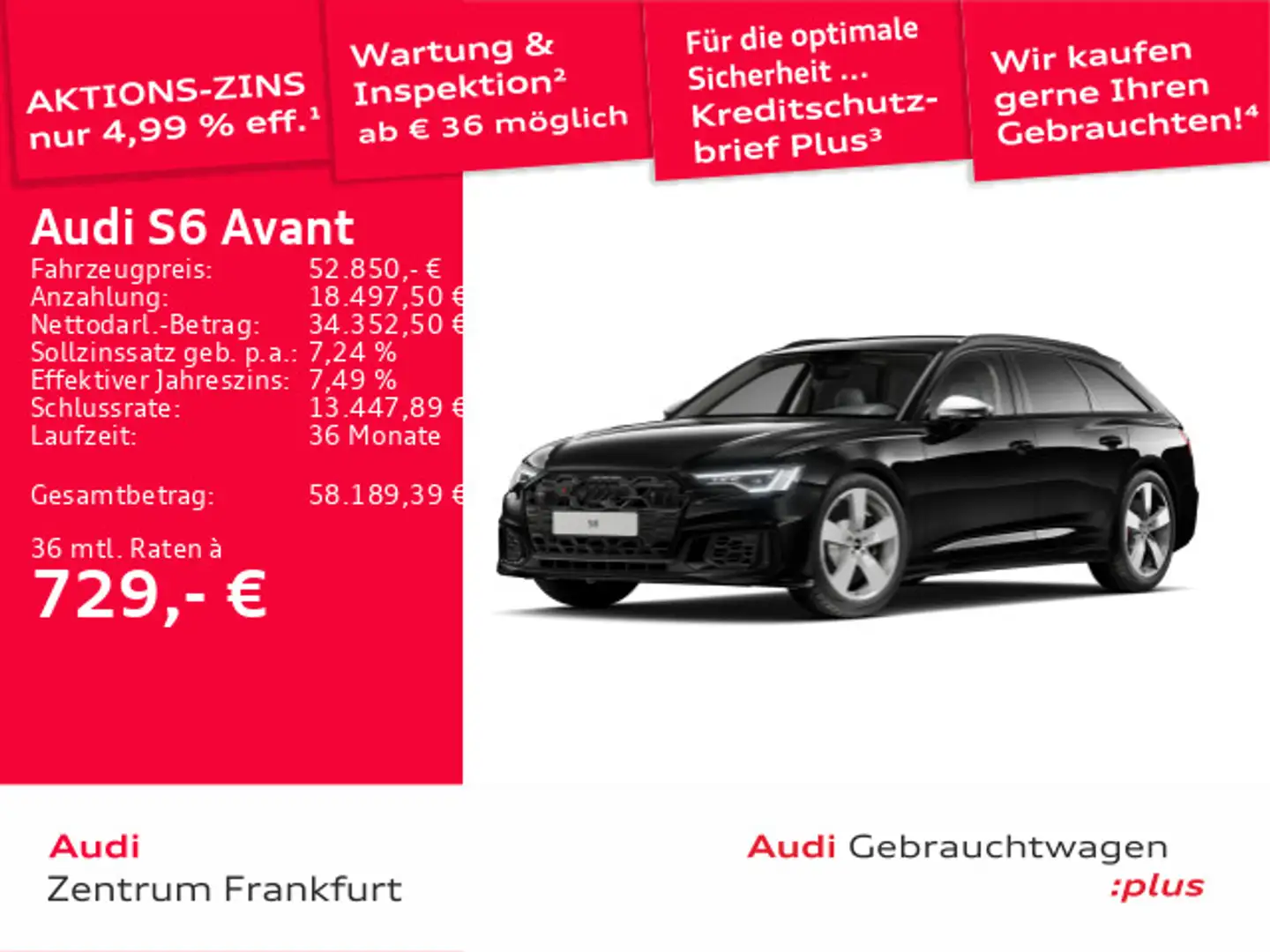 Audi S6 TDI quattro tiptronic LED Navi Tempomat Schwarz - 1