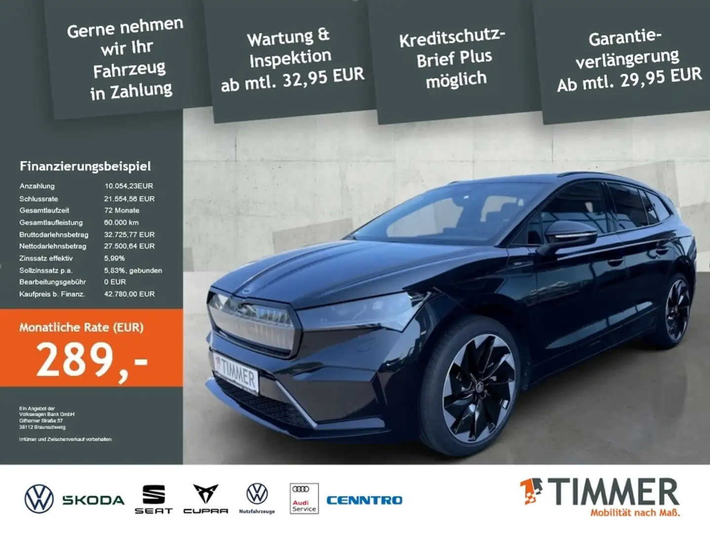 Skoda Enyaq iV 80x Sportline*AHK*PANO*SHZ*NAVI*RFK*360* Schwarz - 1