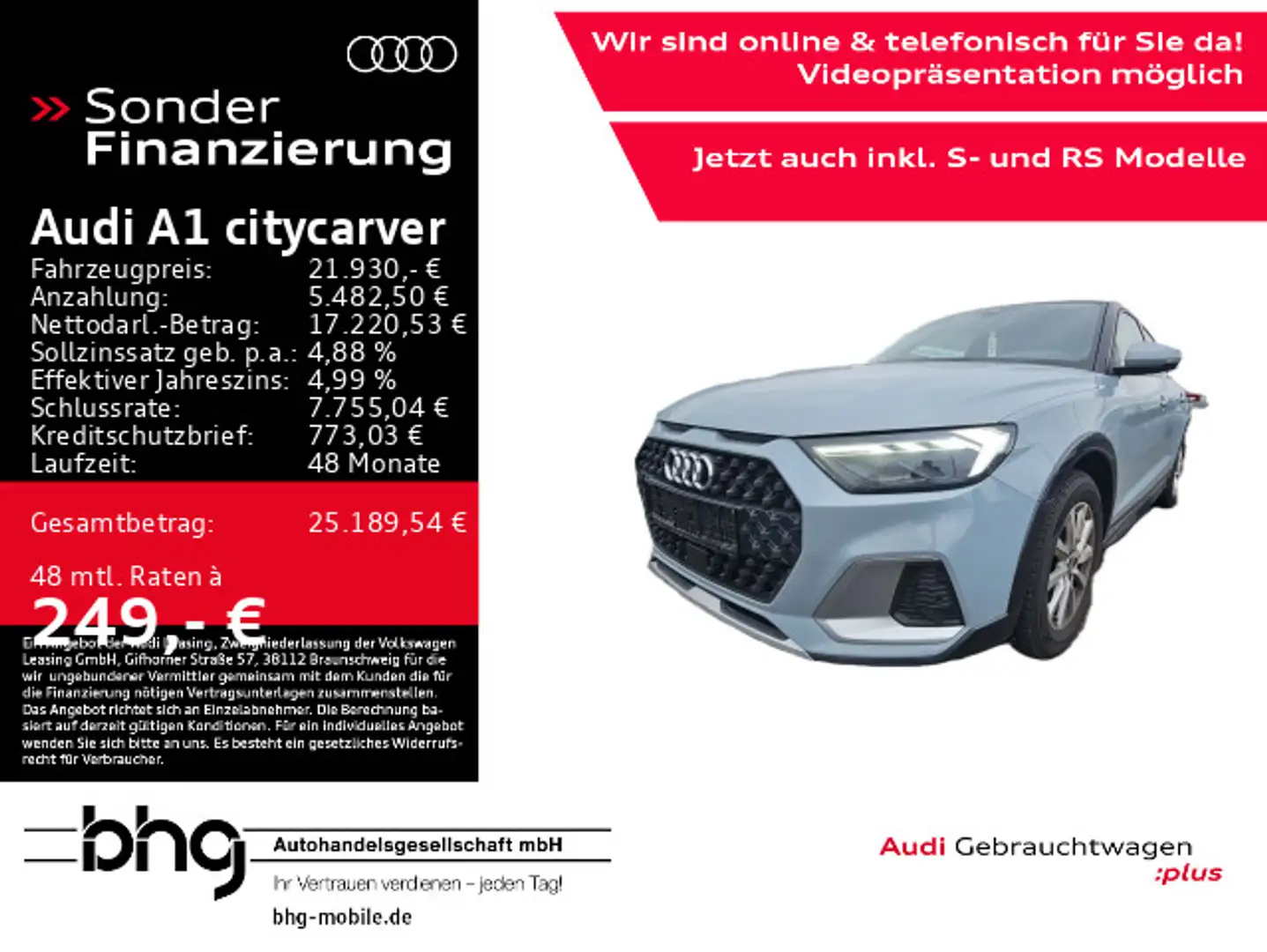 Audi A1 30TFSI S tronic LED MMi connect vi Grau - 1
