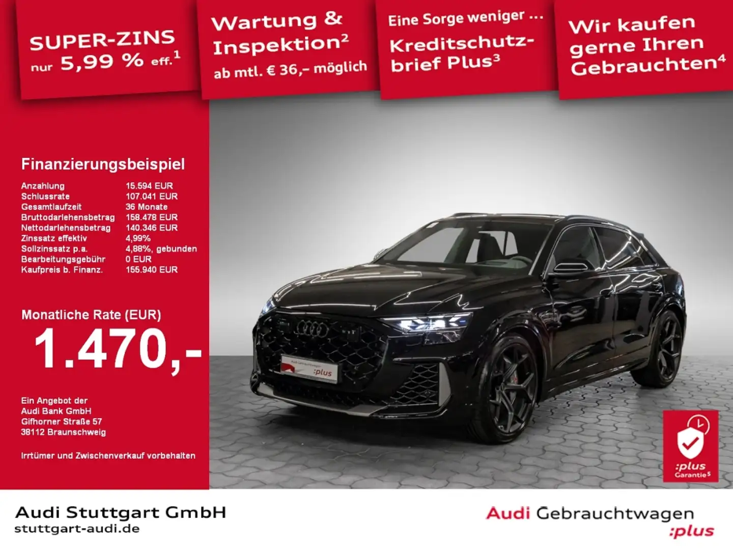 Audi RS Q8 performance tiptronic AHK Keramik AIR SHZ Negru - 1