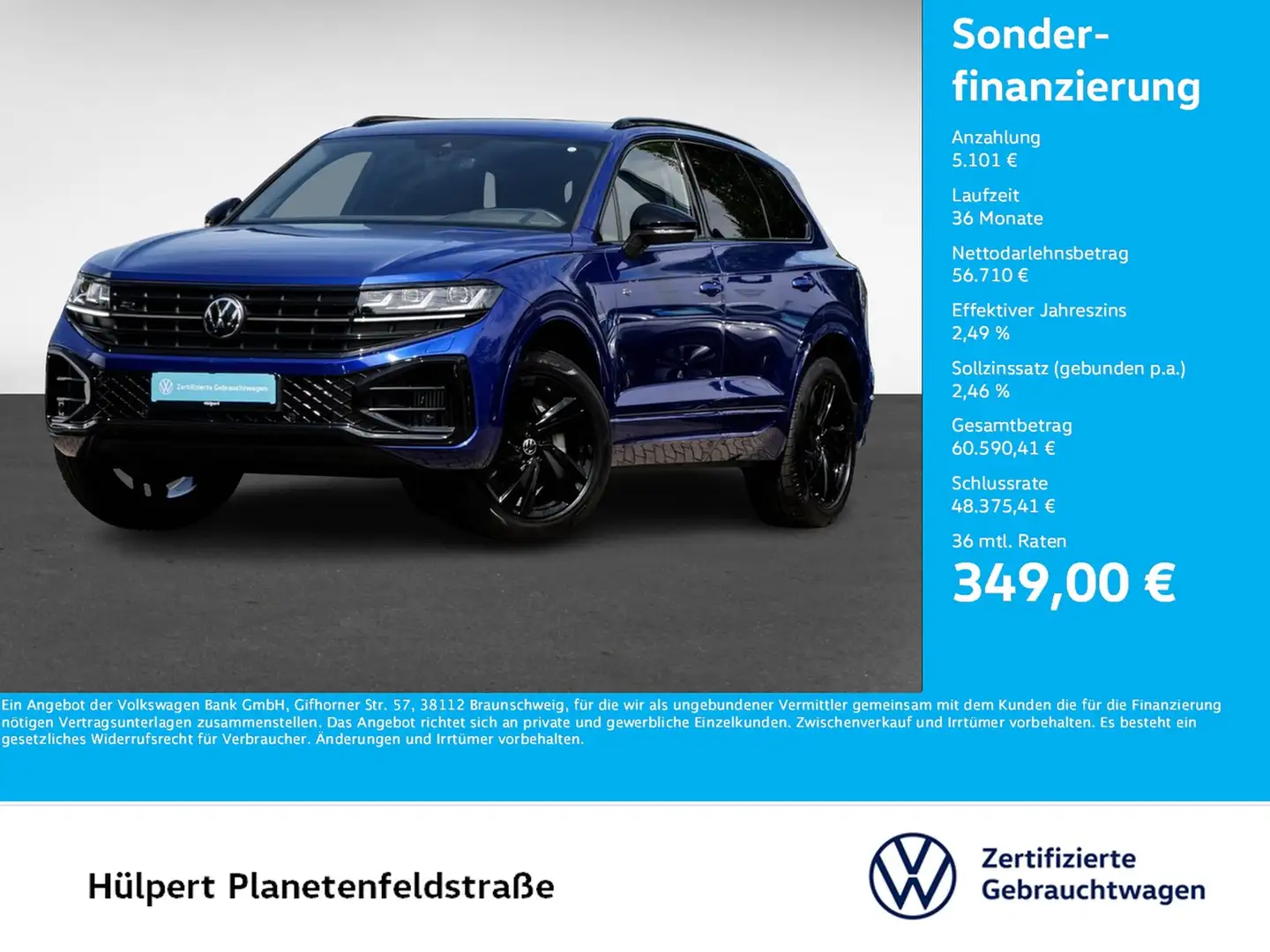 Volkswagen Touareg V6 TSI R-LINE NEUES MODELL STANDHZ. LM20 Blauw - 1