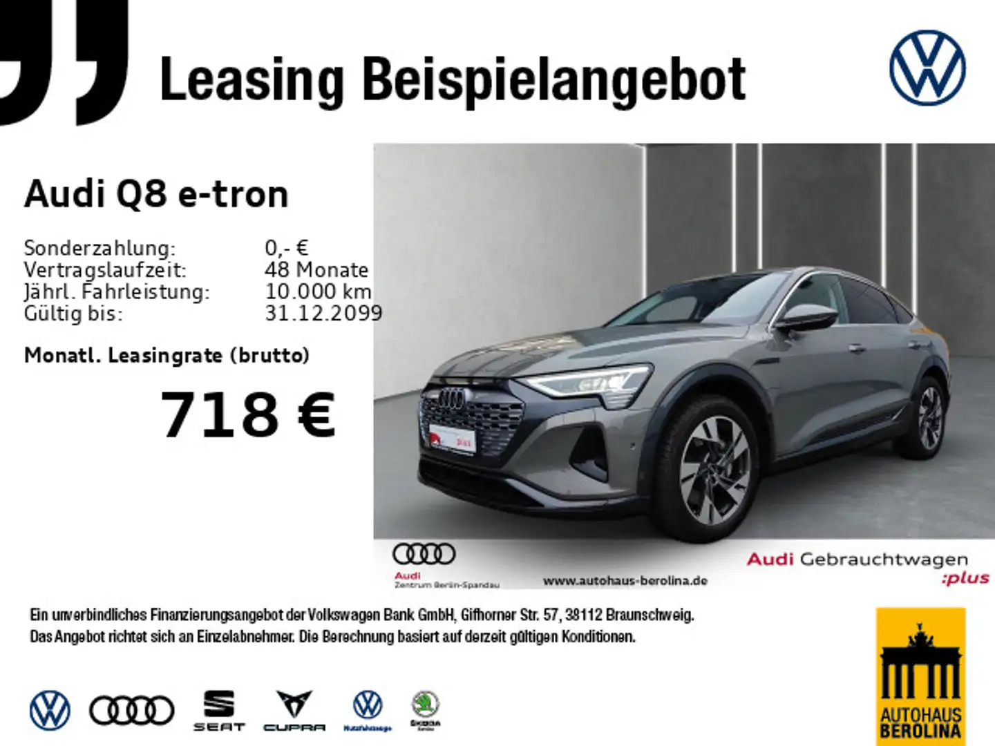 Audi Q8 e-tron 50 Sportback qu. Adv. *NAV+*STADT* Grau - 1